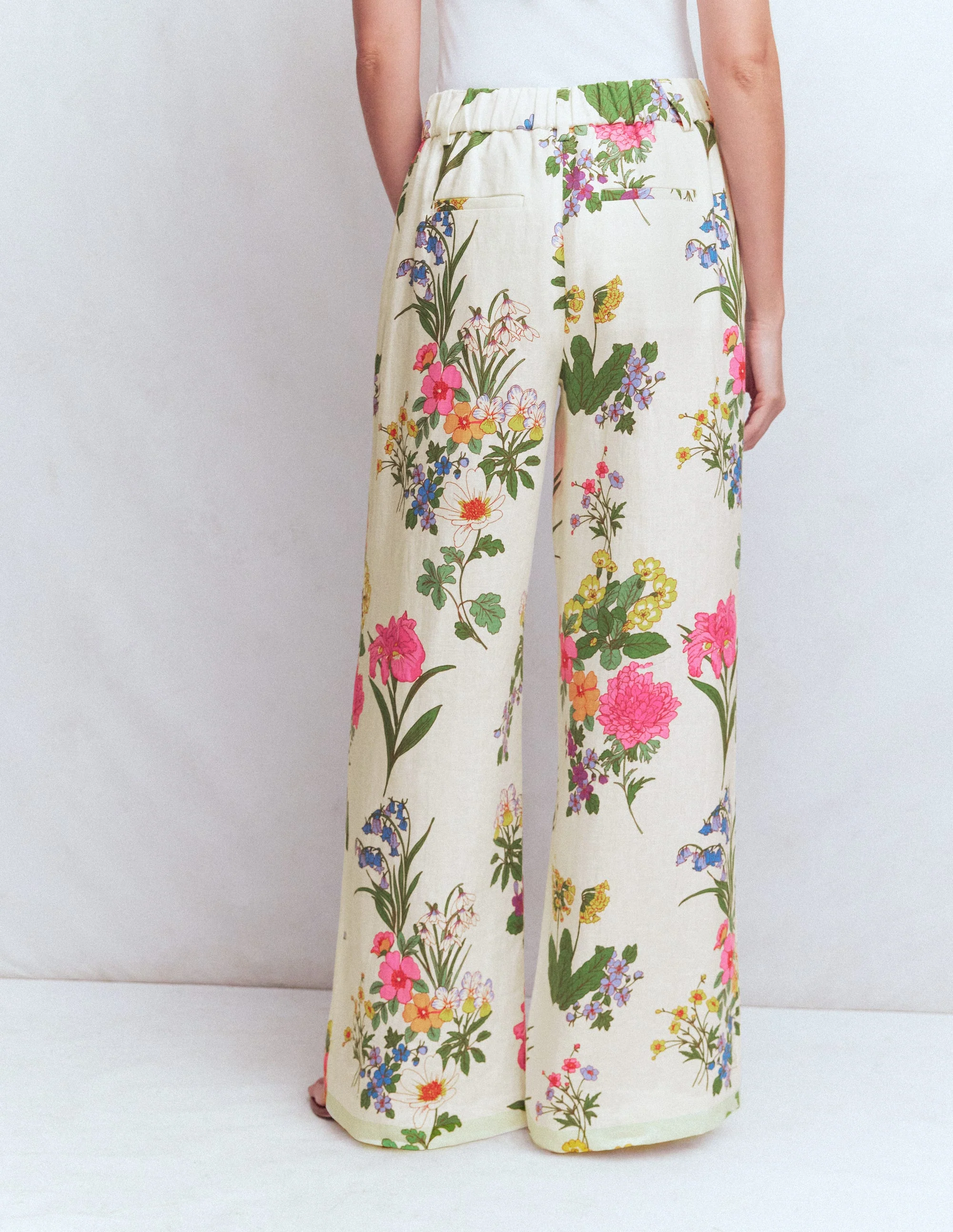Kensington Linen Trousers-Ivory, Delicate Blossom - Image 3