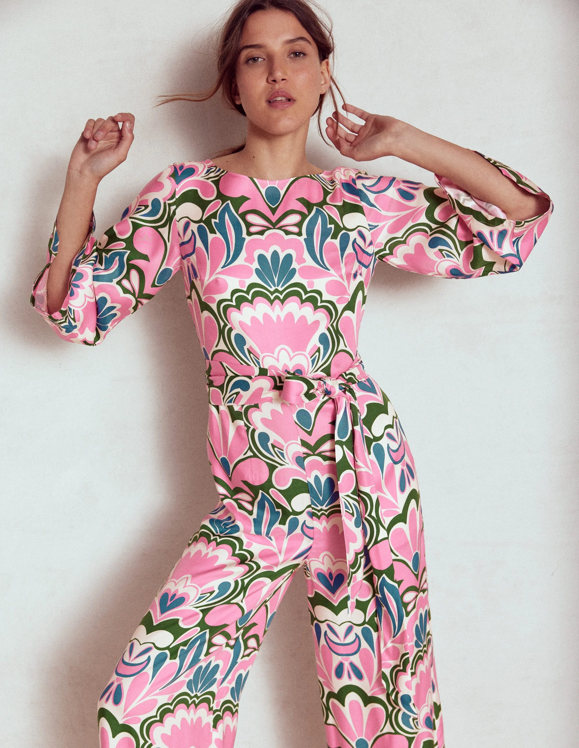 Kimono Sleeve Jumpsuit-Meadowsweet Pink, Freesia - Image 3