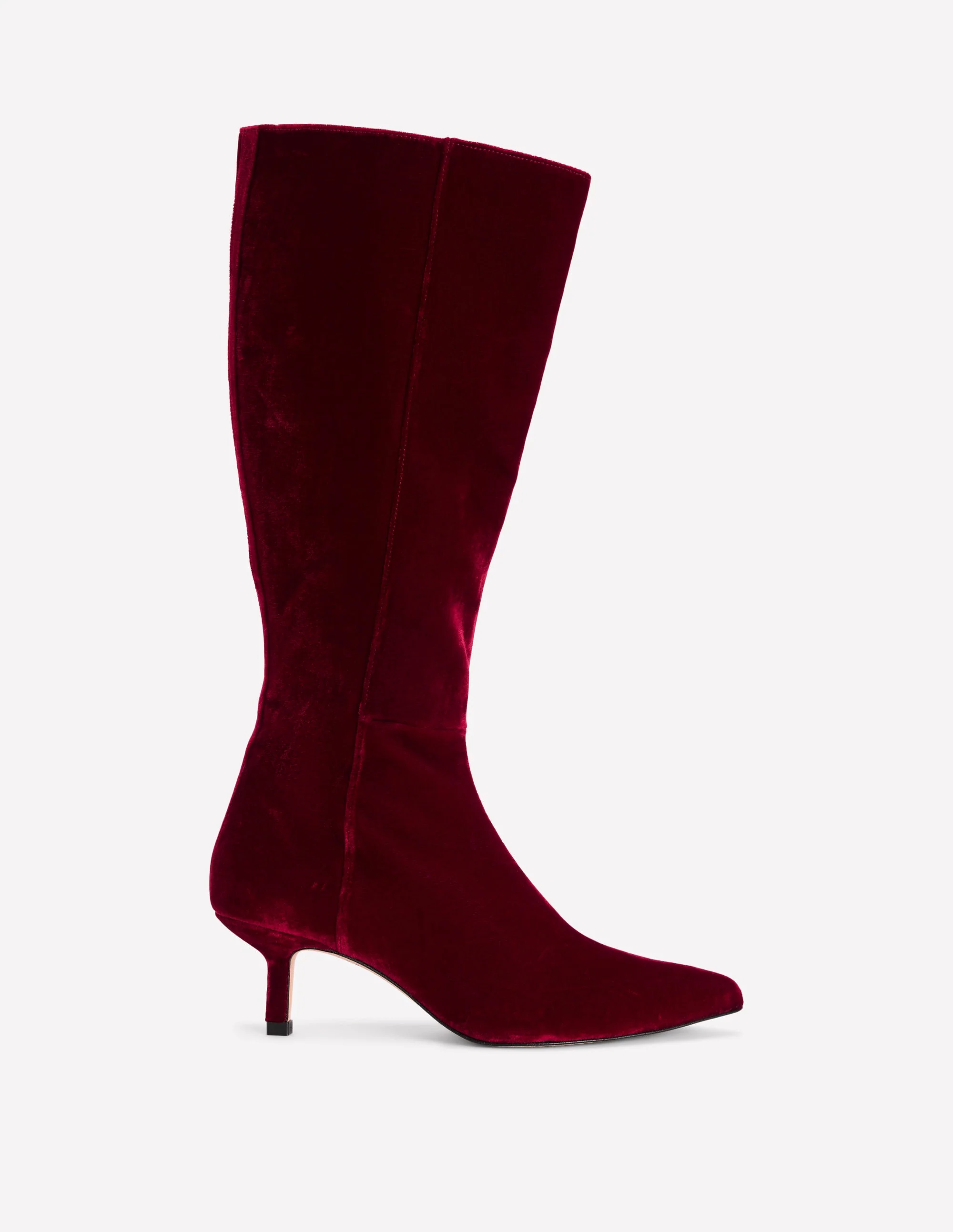 Kitten Heel Knee High Boots-Ruby Red