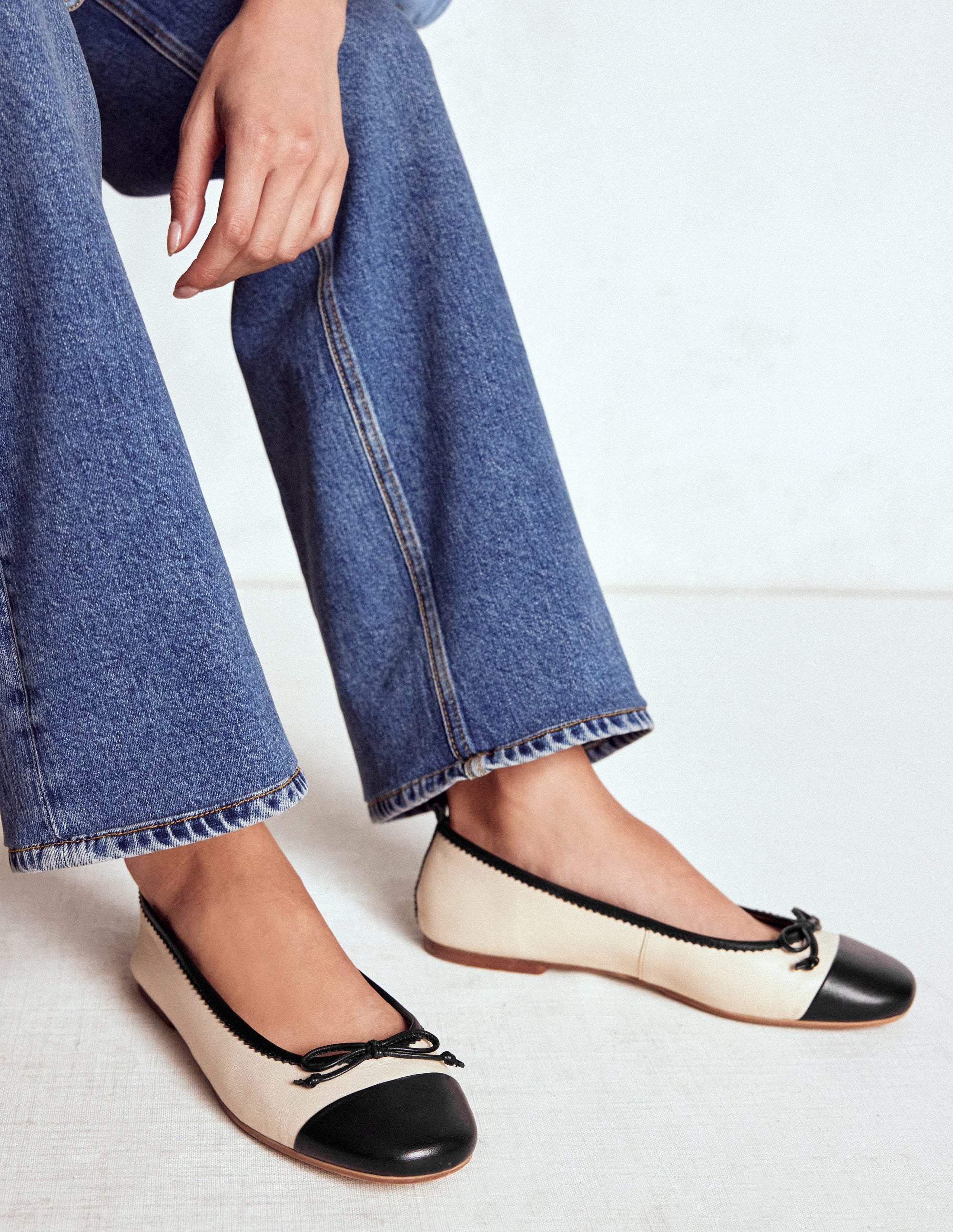 Kitty Flexi Sole Ballet Pumps-Ecru/Black - Image 2