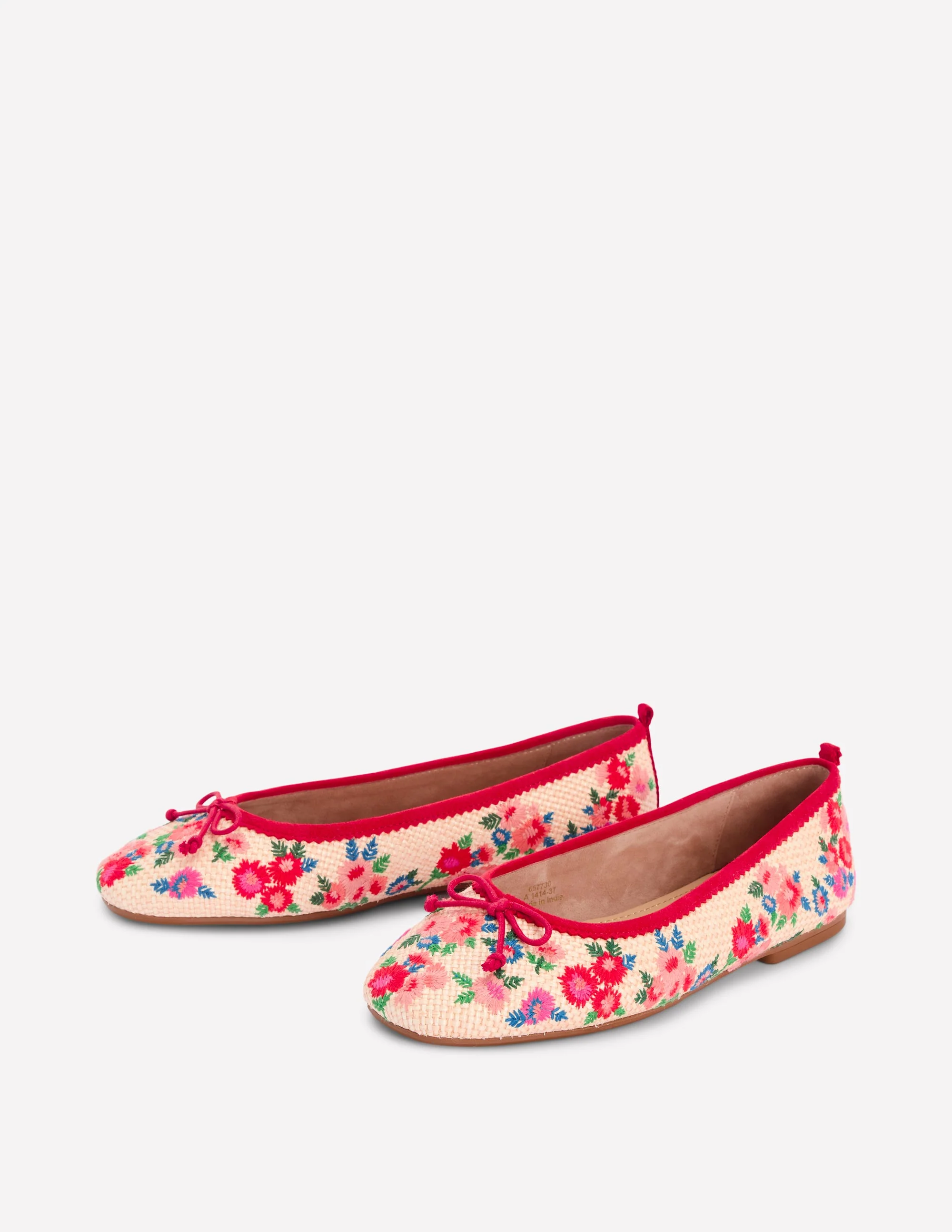 Kitty Flexi Sole Ballet Pumps-Embroidered Natural - Image 3