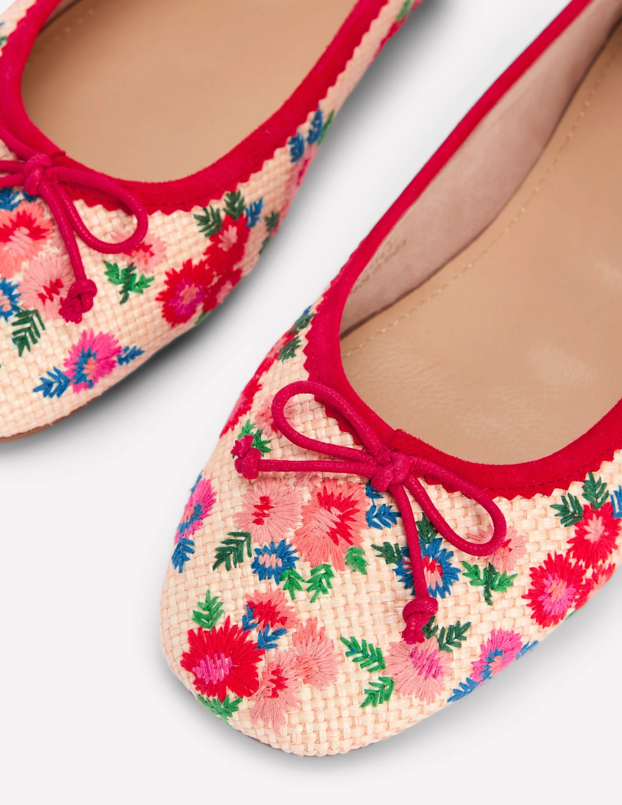 Kitty Flexi Sole Ballet Pumps-Embroidered Natural - Image 4