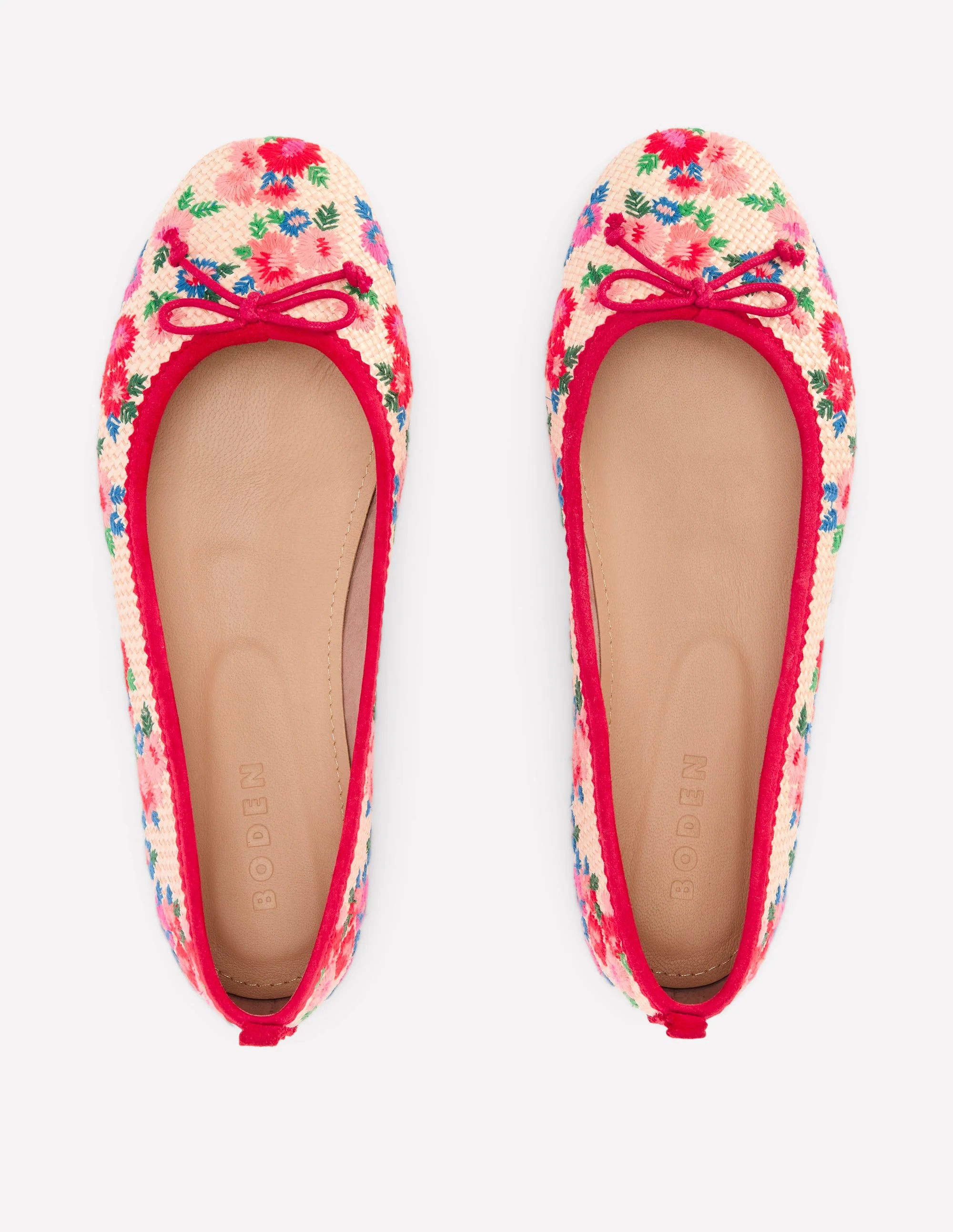 Kitty Flexi Sole Ballet Pumps-Embroidered Natural - Image 5