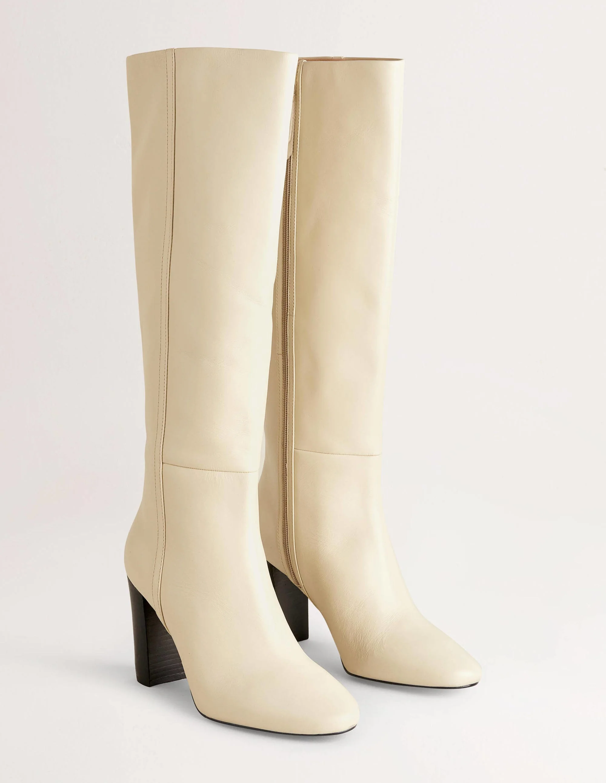 Knee High Leather Boots-Off White - Image 2