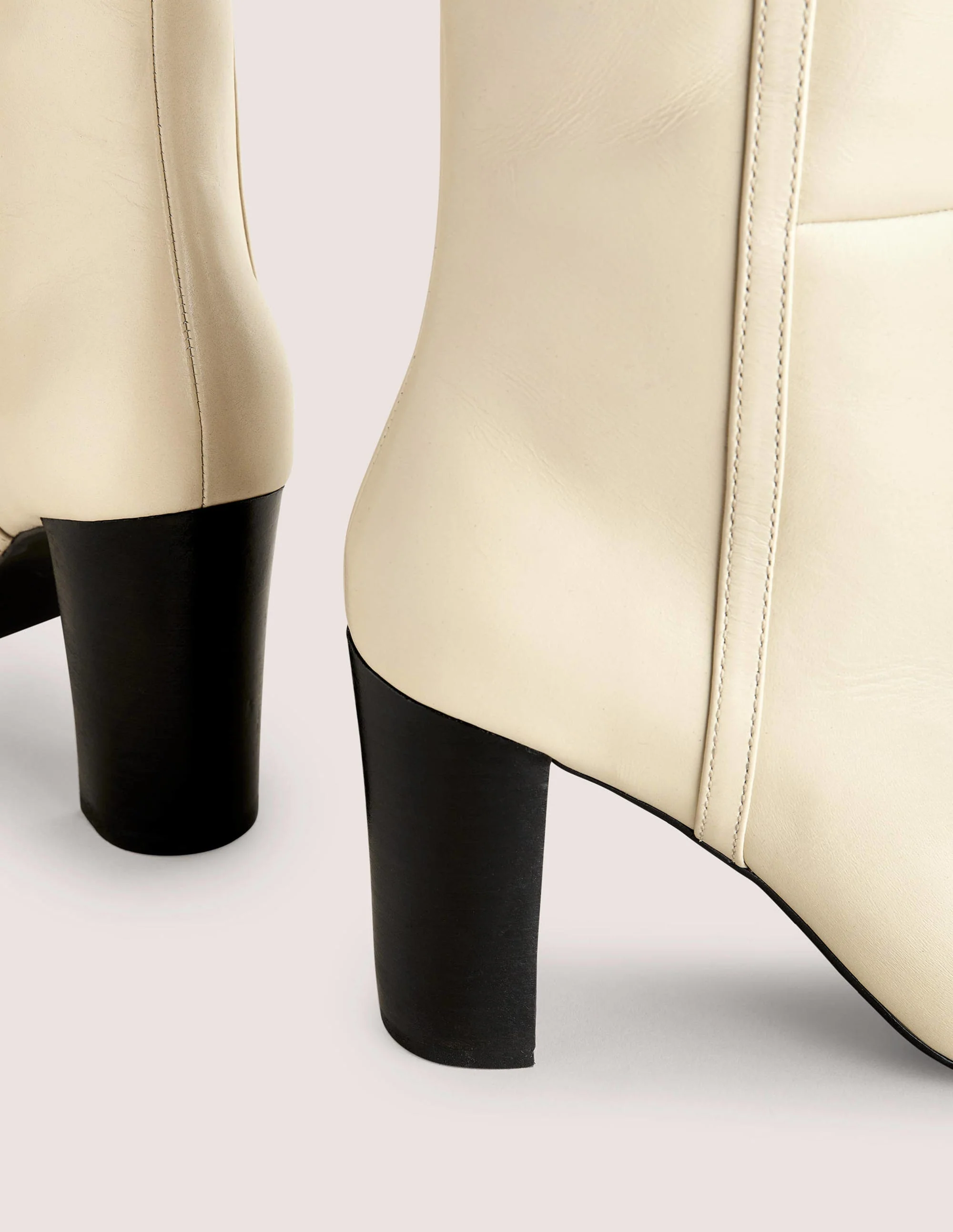 Knee High Leather Boots-Off White - Image 3