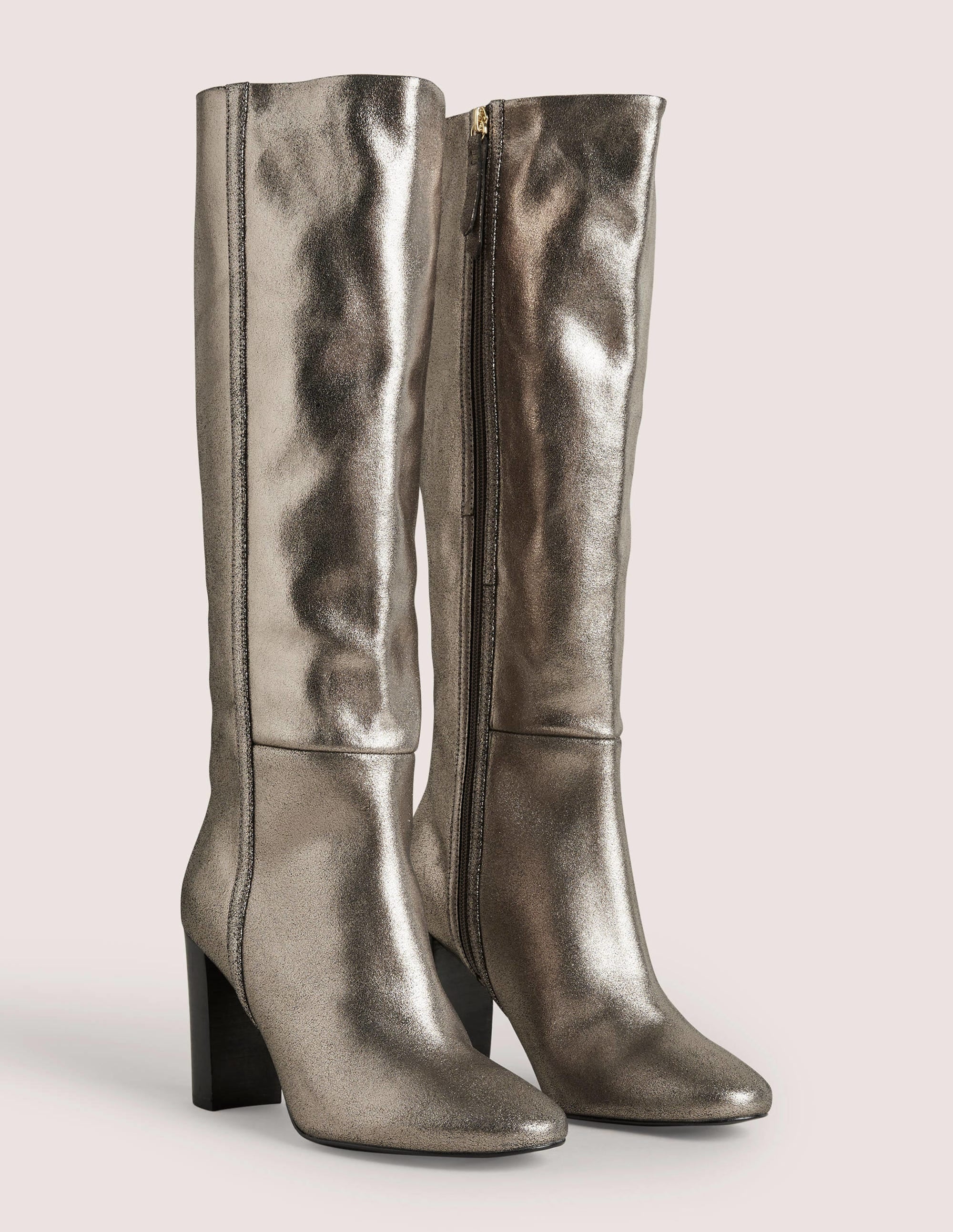 Knee High Leather Boots-Pewter - Image 2