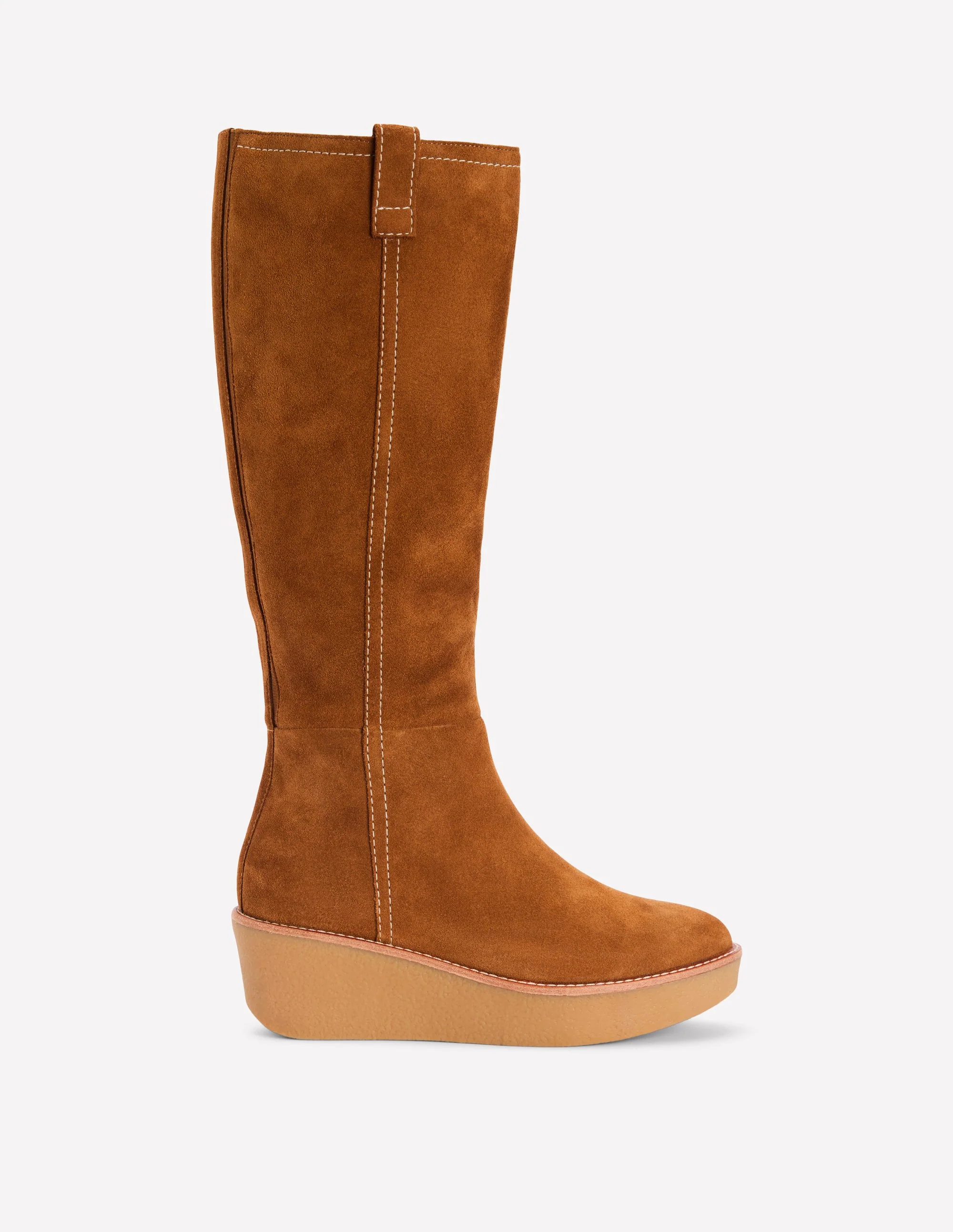 Knee High Wedge Boots-Tan