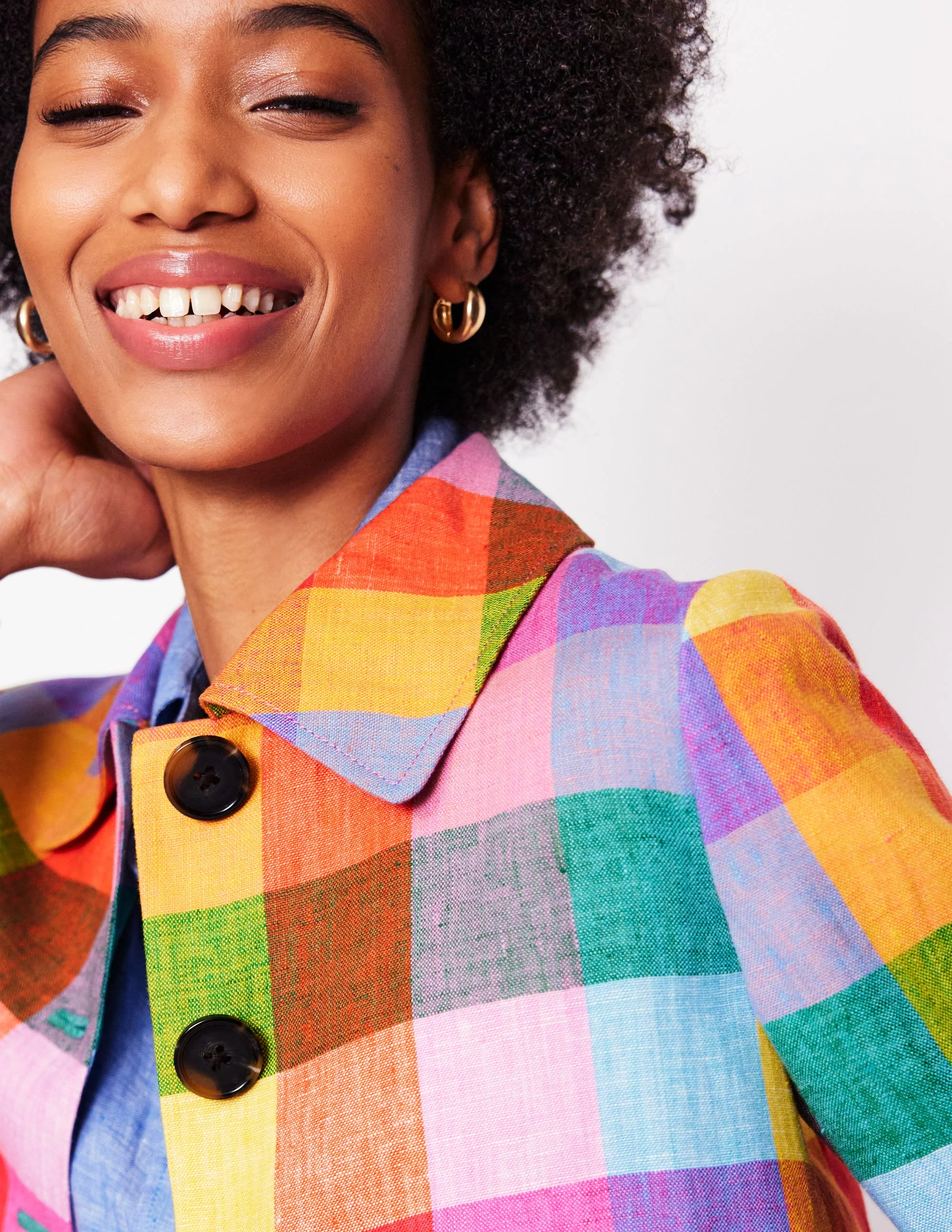 Knightsbridge Linen Jacket-Rainbow Multigingham - Image 4