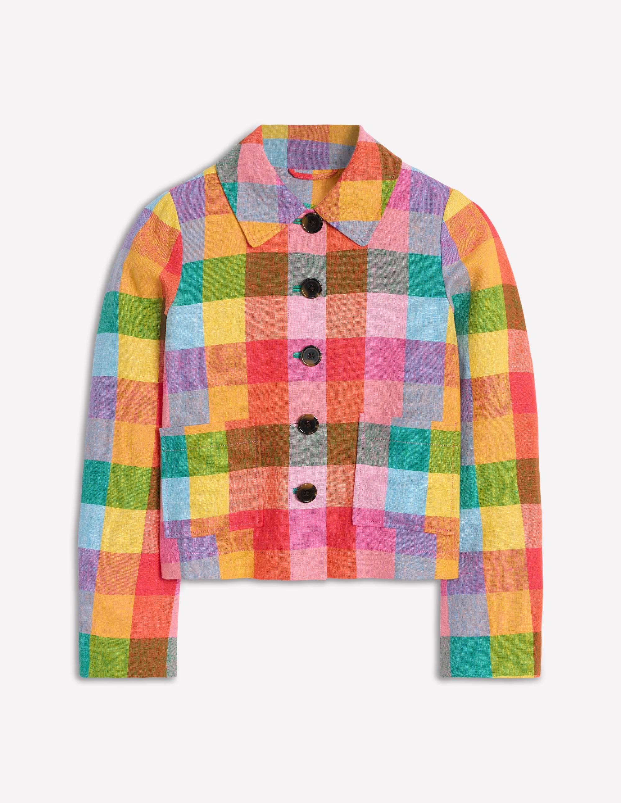 Knightsbridge Linen Jacket-Rainbow Multigingham - Image 9
