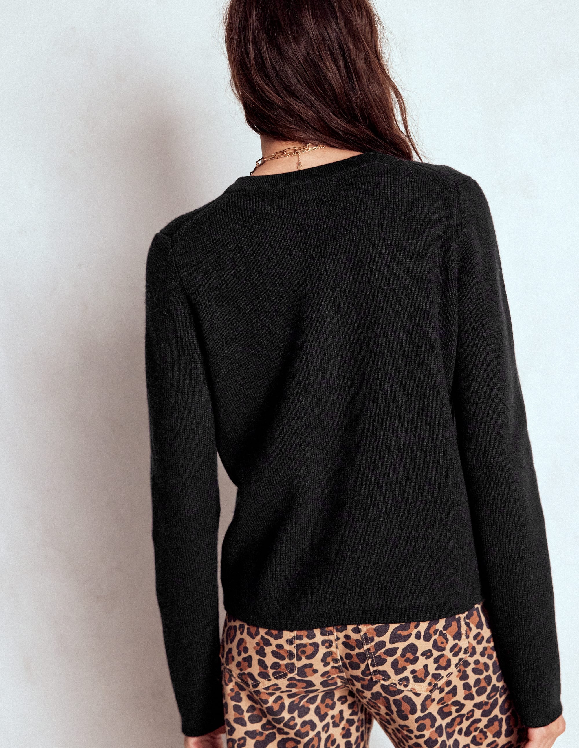 Knitted Bow Cardigan-Black - Image 3