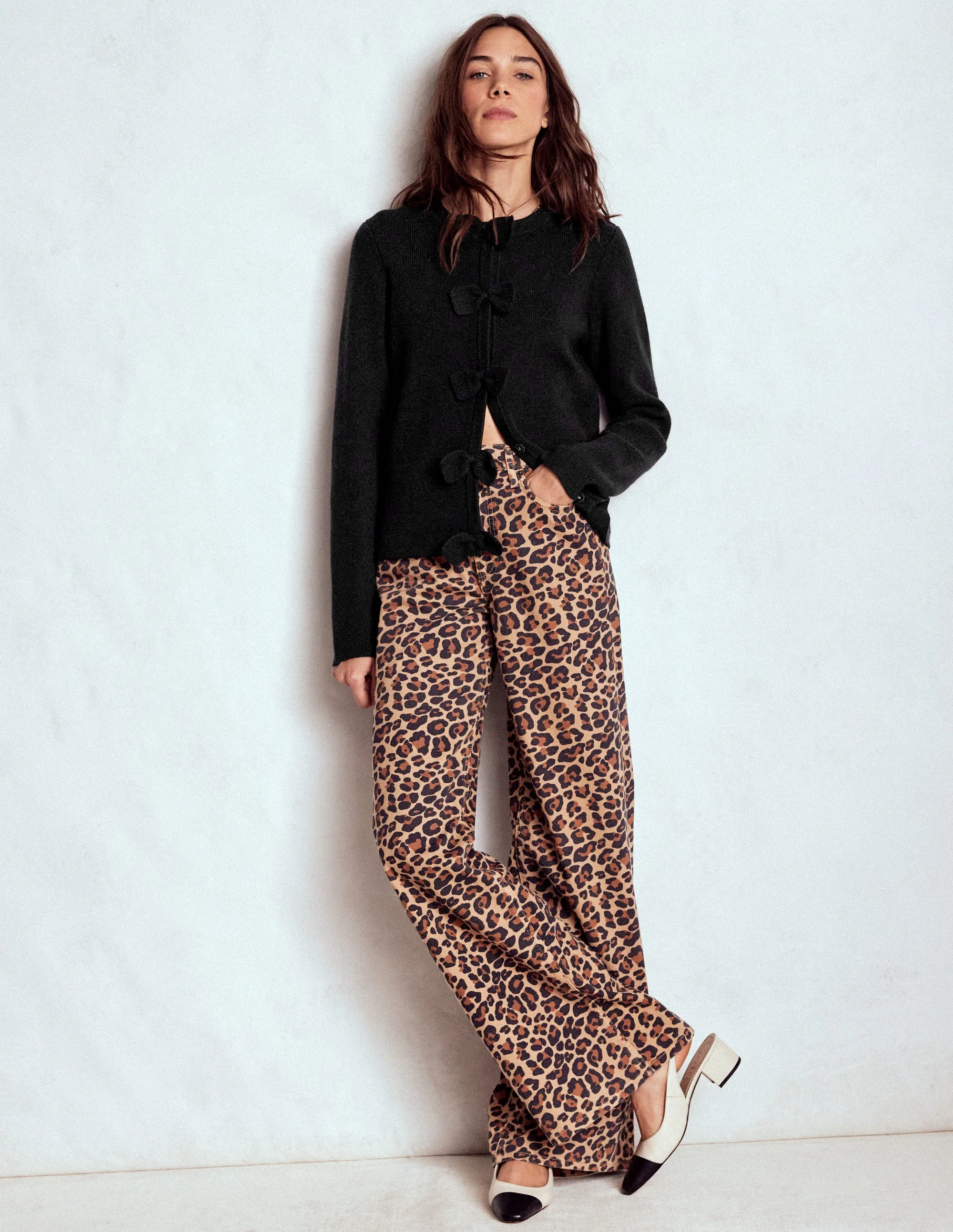 Knitted Bow Cardigan-Black - Image 4