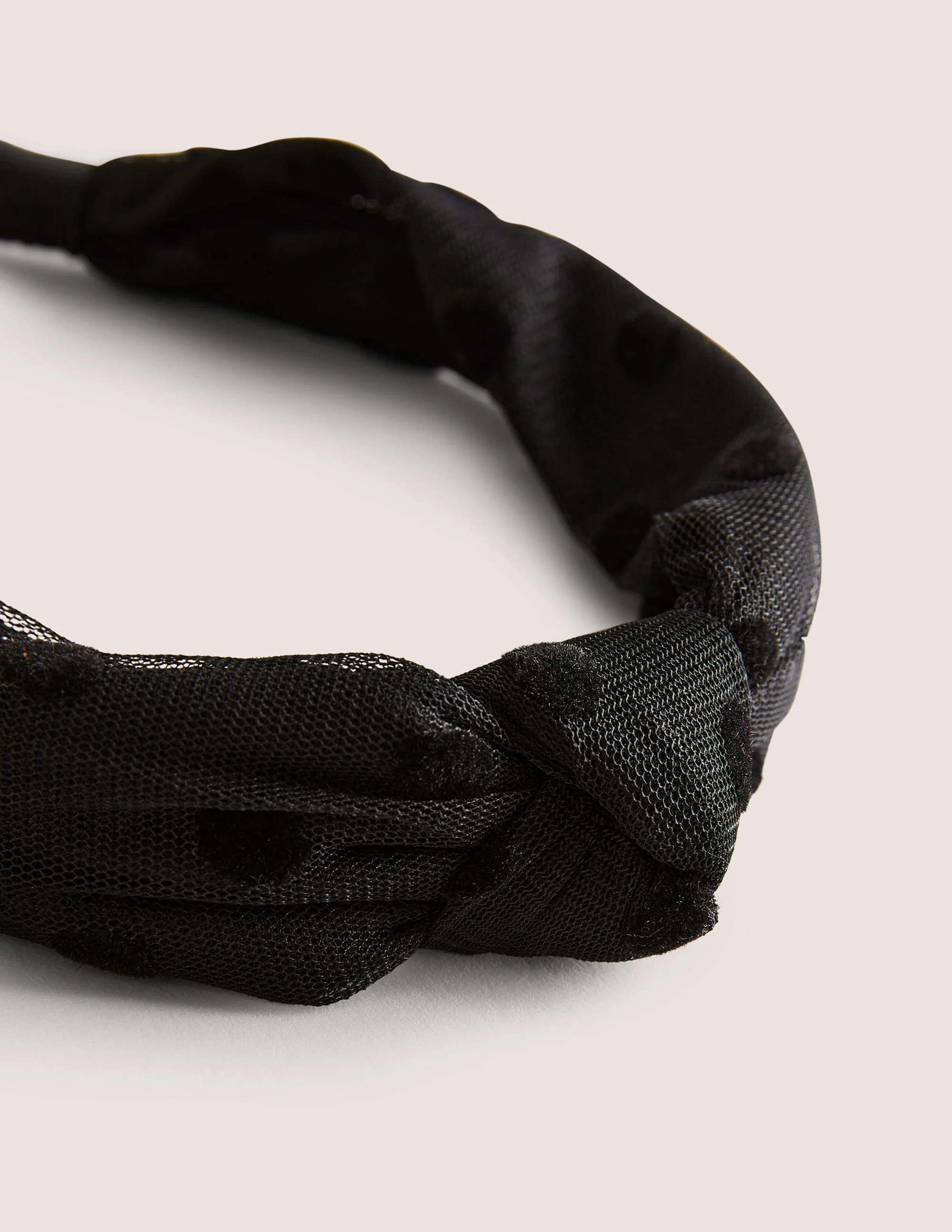 Knotted Tulle Headband-Black Tulle Spot - Image 2
