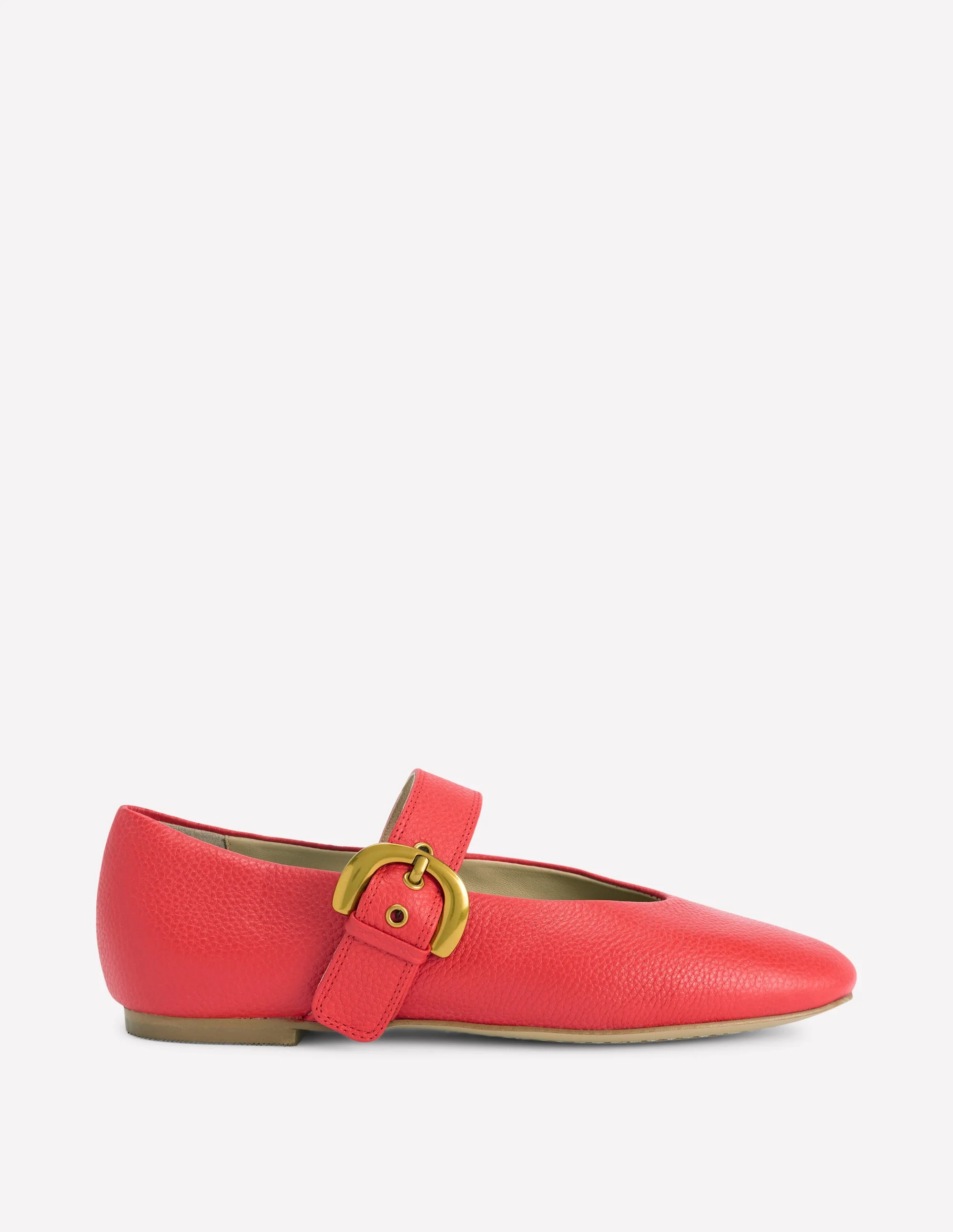 Kylie Flat Buckle Mary Janes-Post Box Red