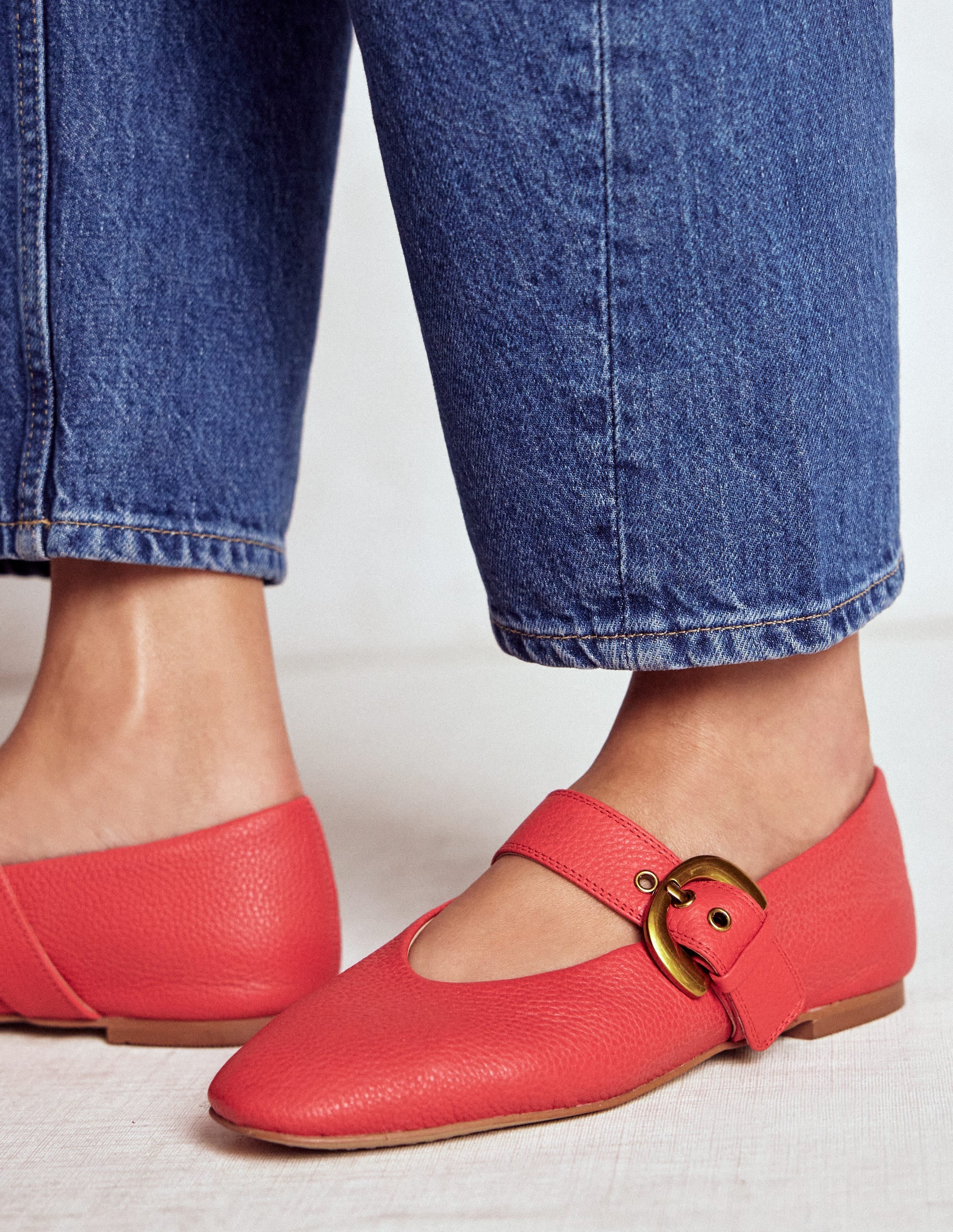 Kylie Flat Buckle Mary Janes-Post Box Red - Image 2