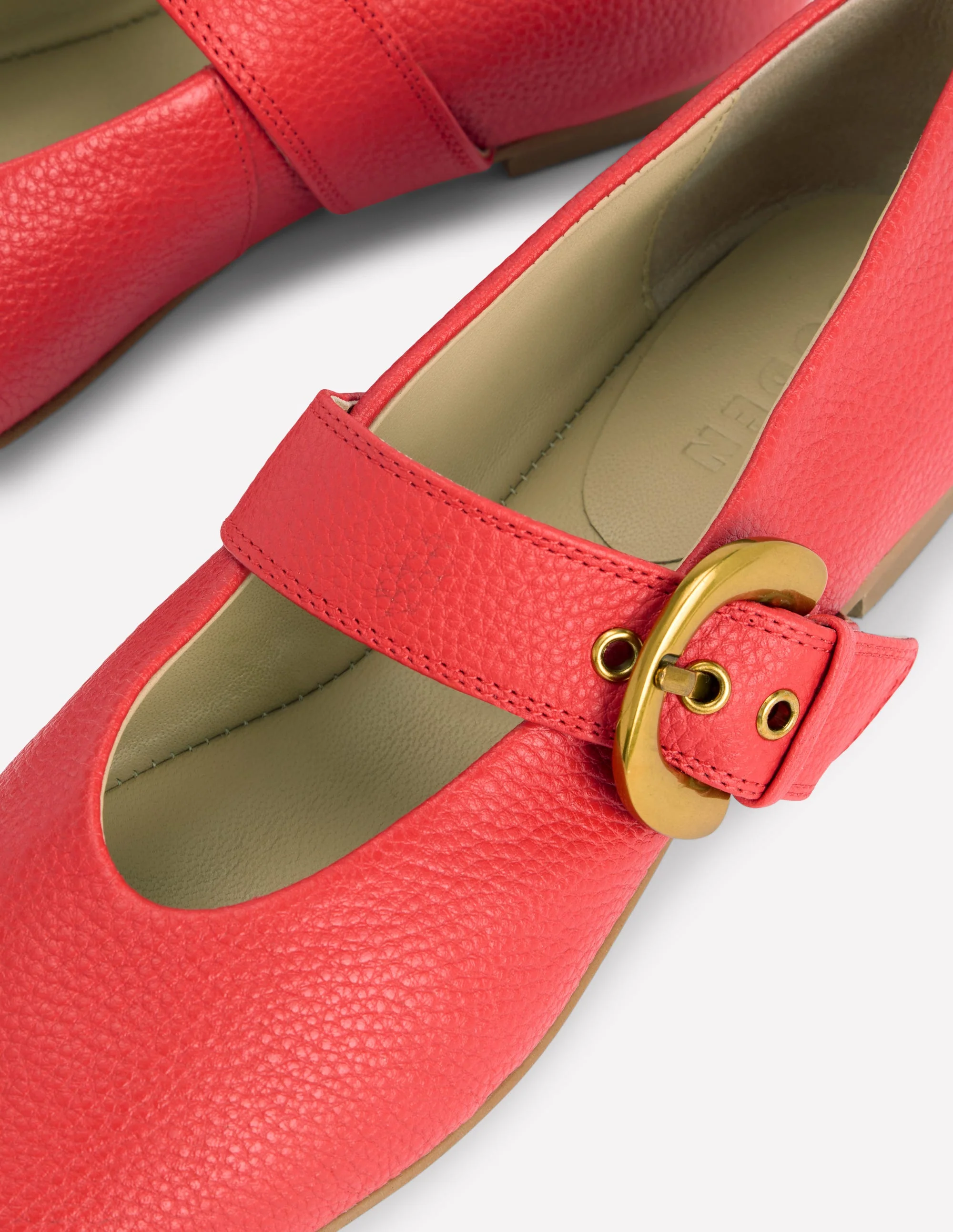 Kylie Flat Buckle Mary Janes-Post Box Red - Image 4