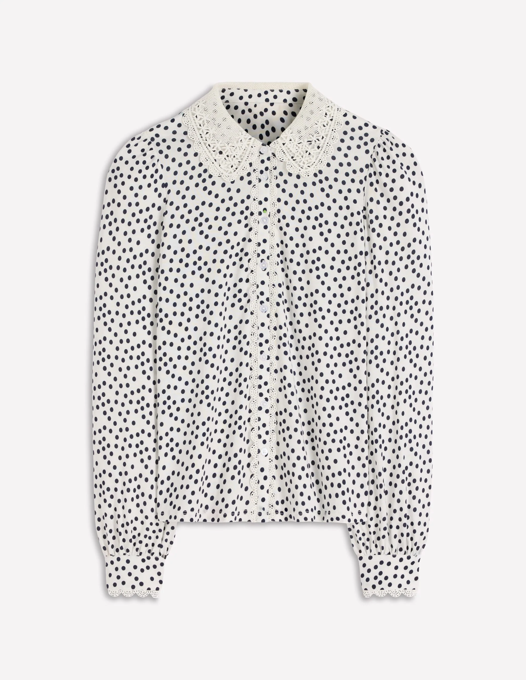 Lace Collar Blouse-Ivory, Painted Dot - Image 4