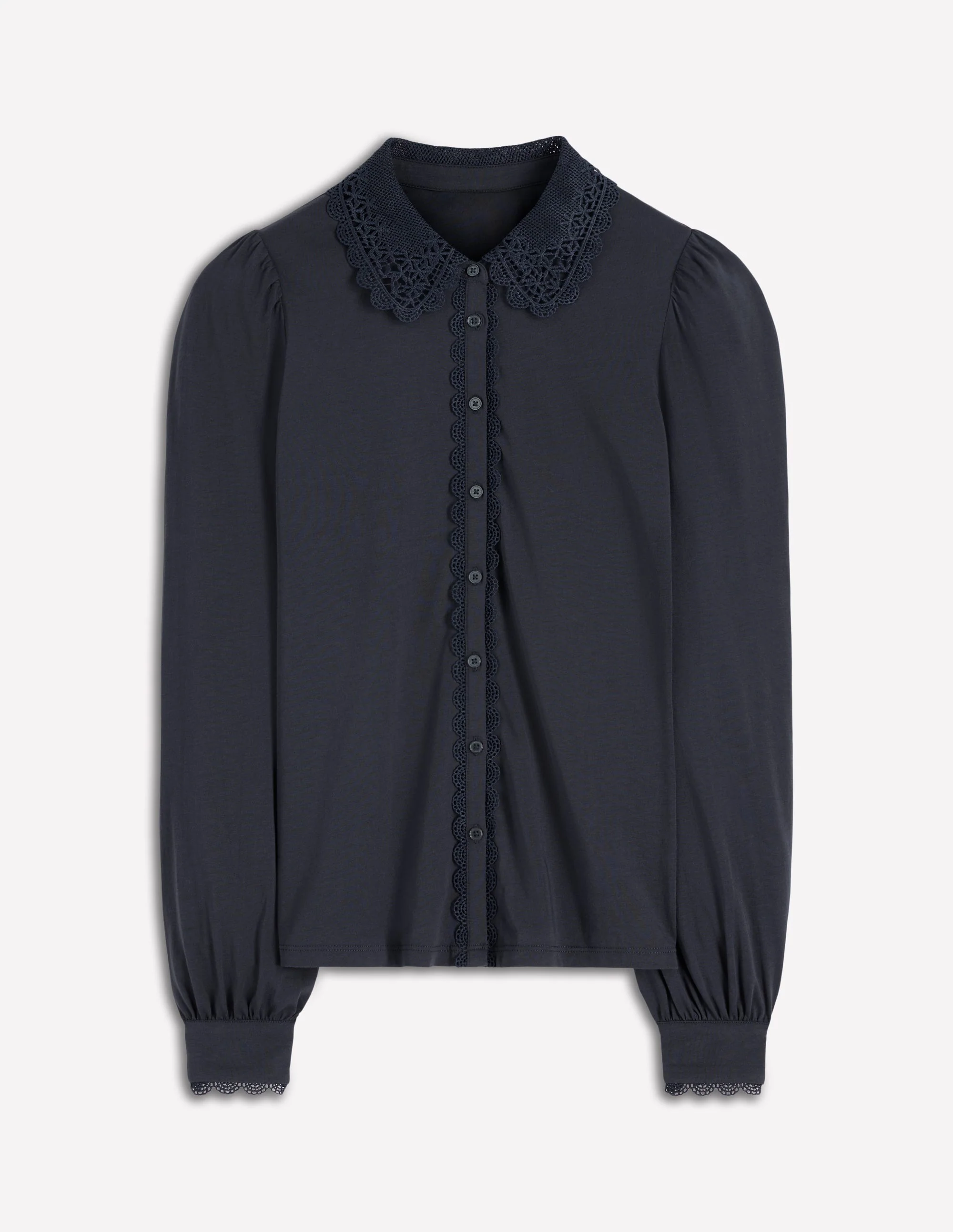 Lace Collar Blouse-Navy - Image 4