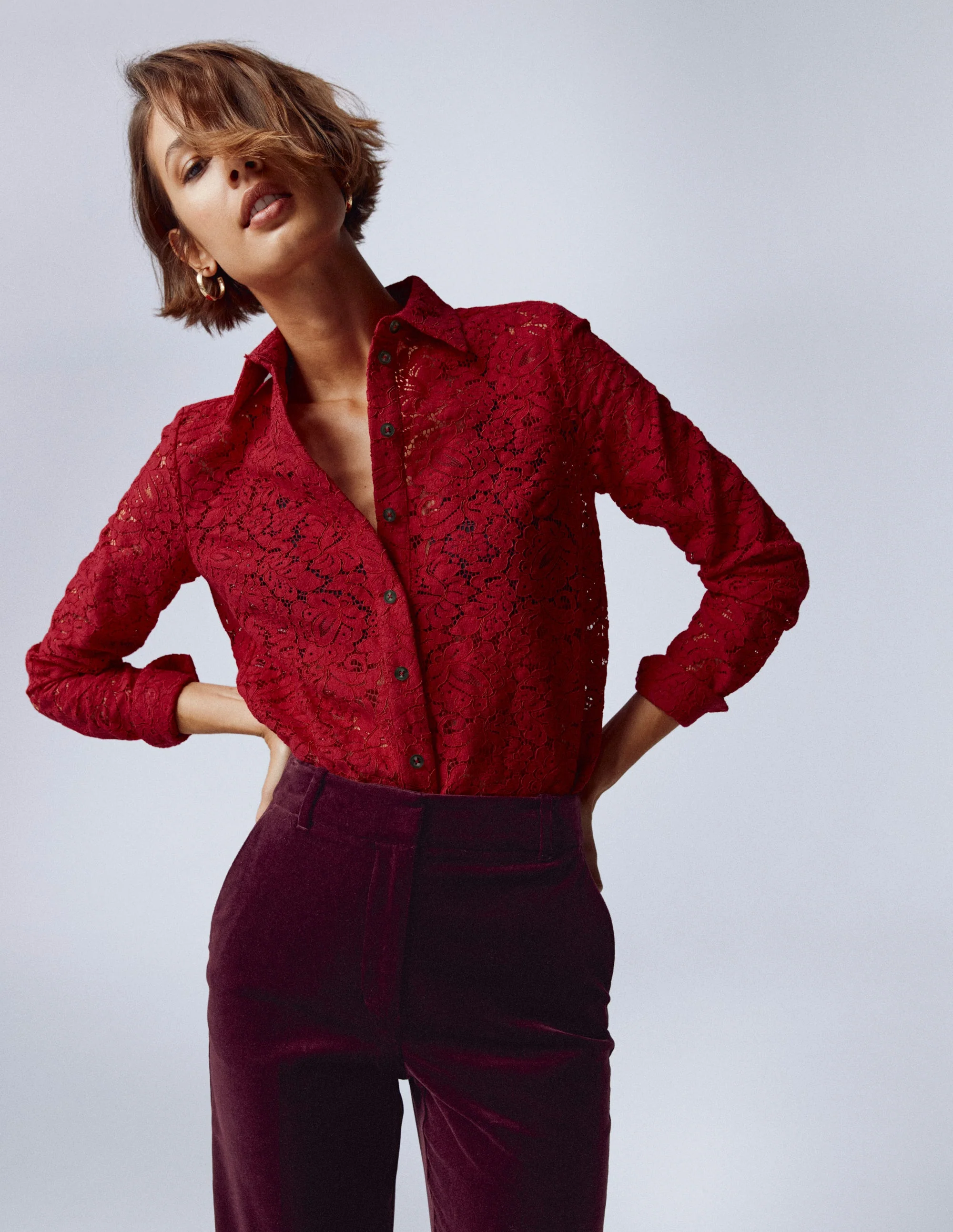 Lace Shirt-Rumba Red - Image 6