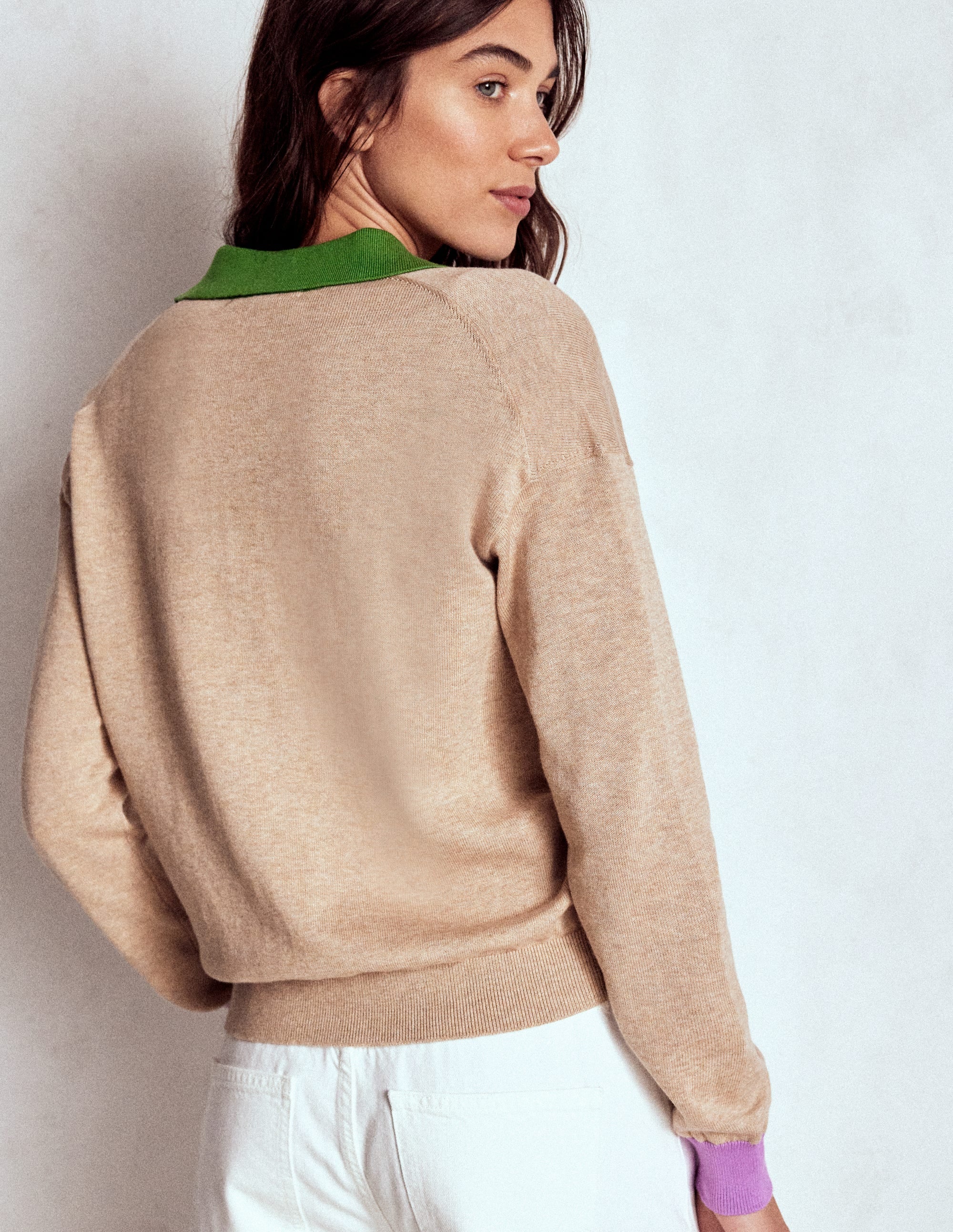 Lara Cotton Henley Jumper-Chinchilla Melange - Image 3