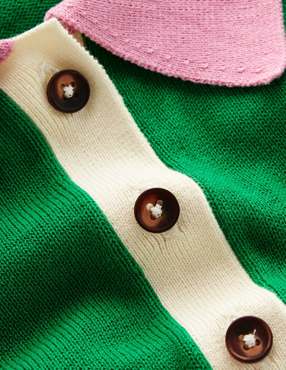 Lara Cotton Henley Jumper-Rich Emerald Colour Block - Image 6