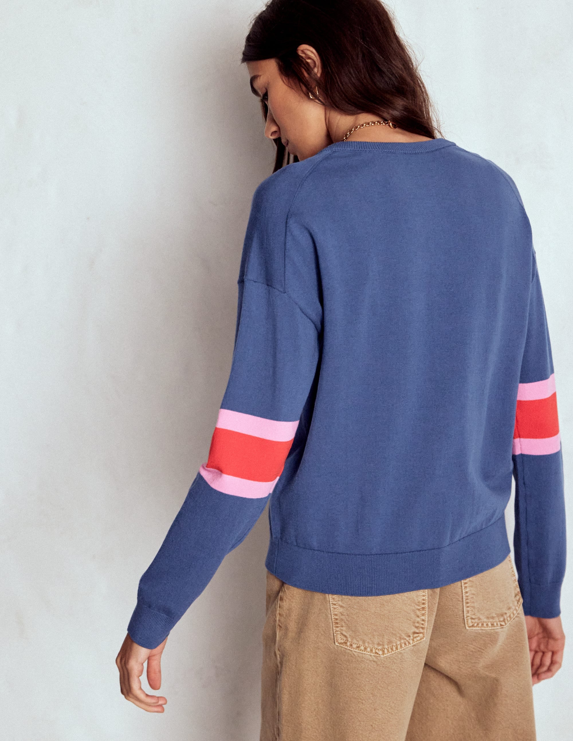 Lara Relaxed Cotton Cardigan-Denim Blue - Image 3