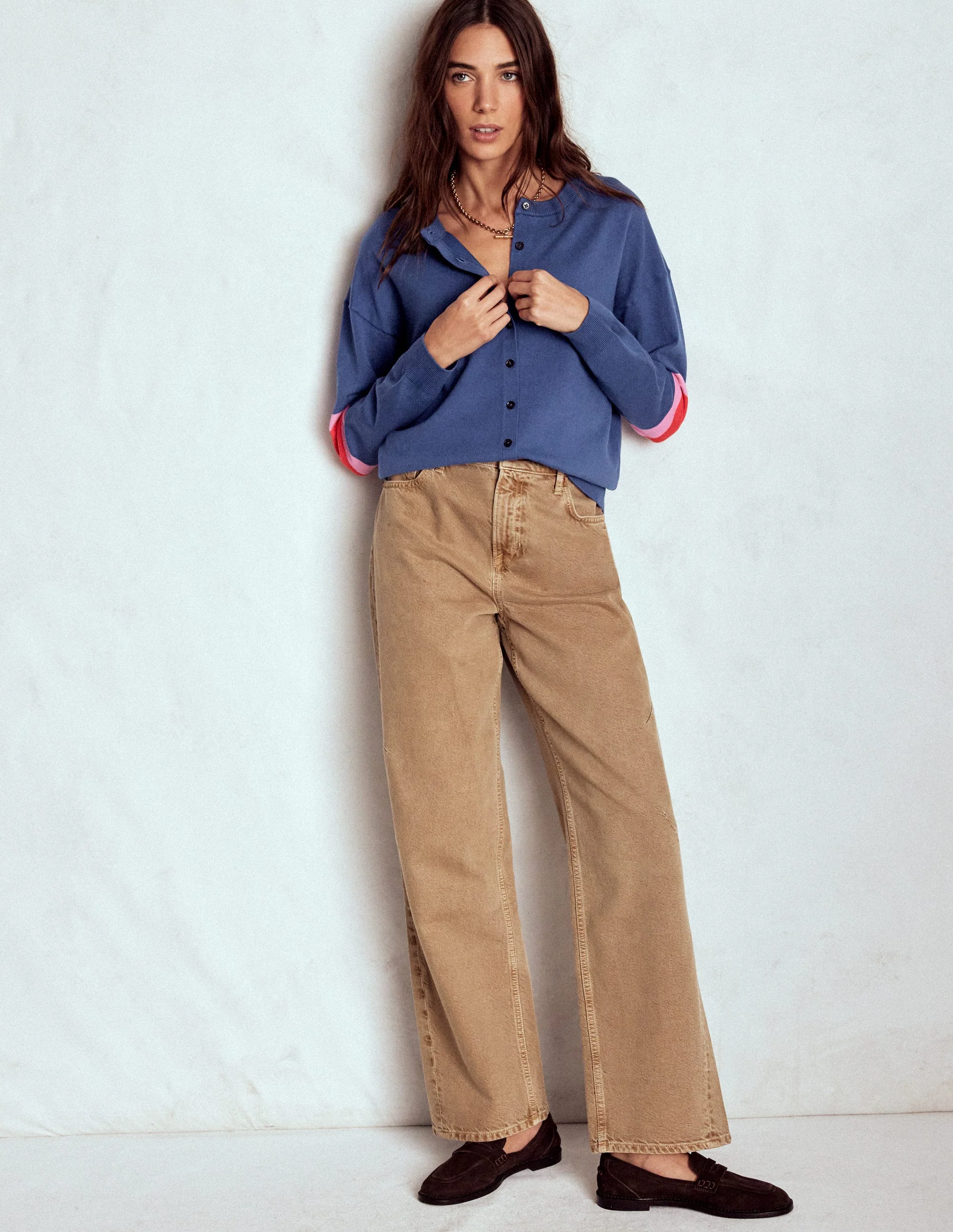 Lara Relaxed Cotton Cardigan-Denim Blue - Image 4