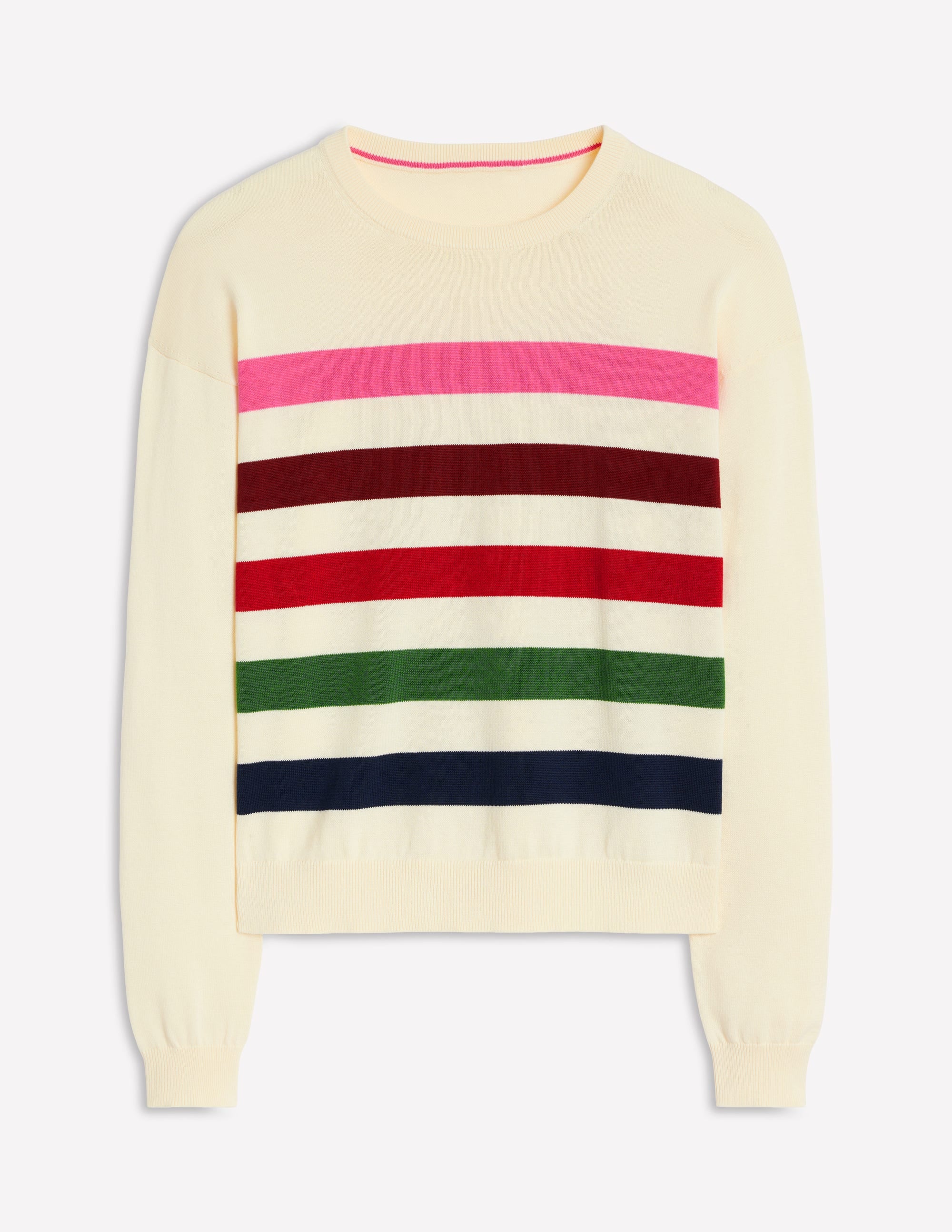 Lara Relaxed Cotton Jumper-Ivory, Multi Stripe - Image 6