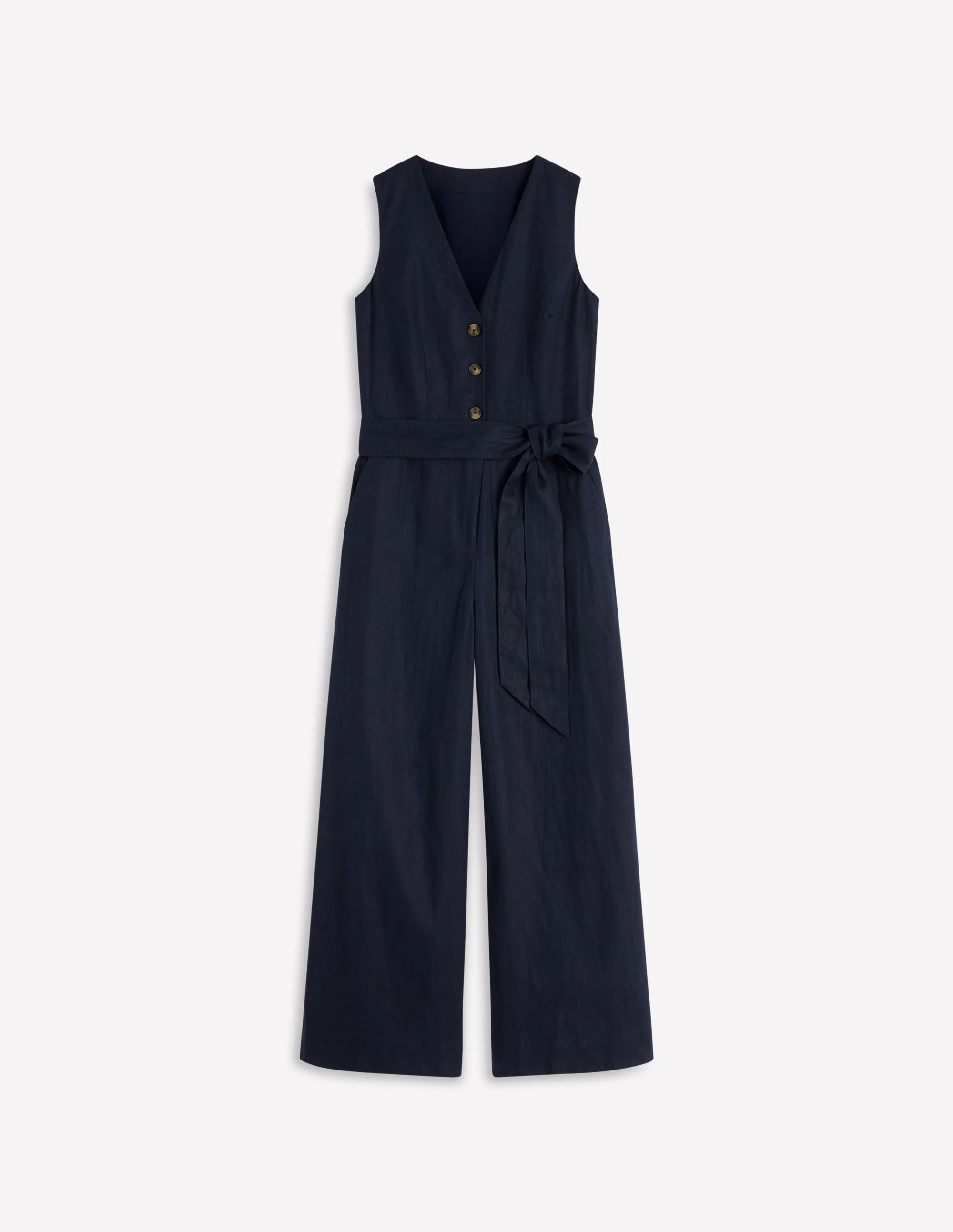 Laura V-neck Linen Jumpsuit-Navy - Image 5