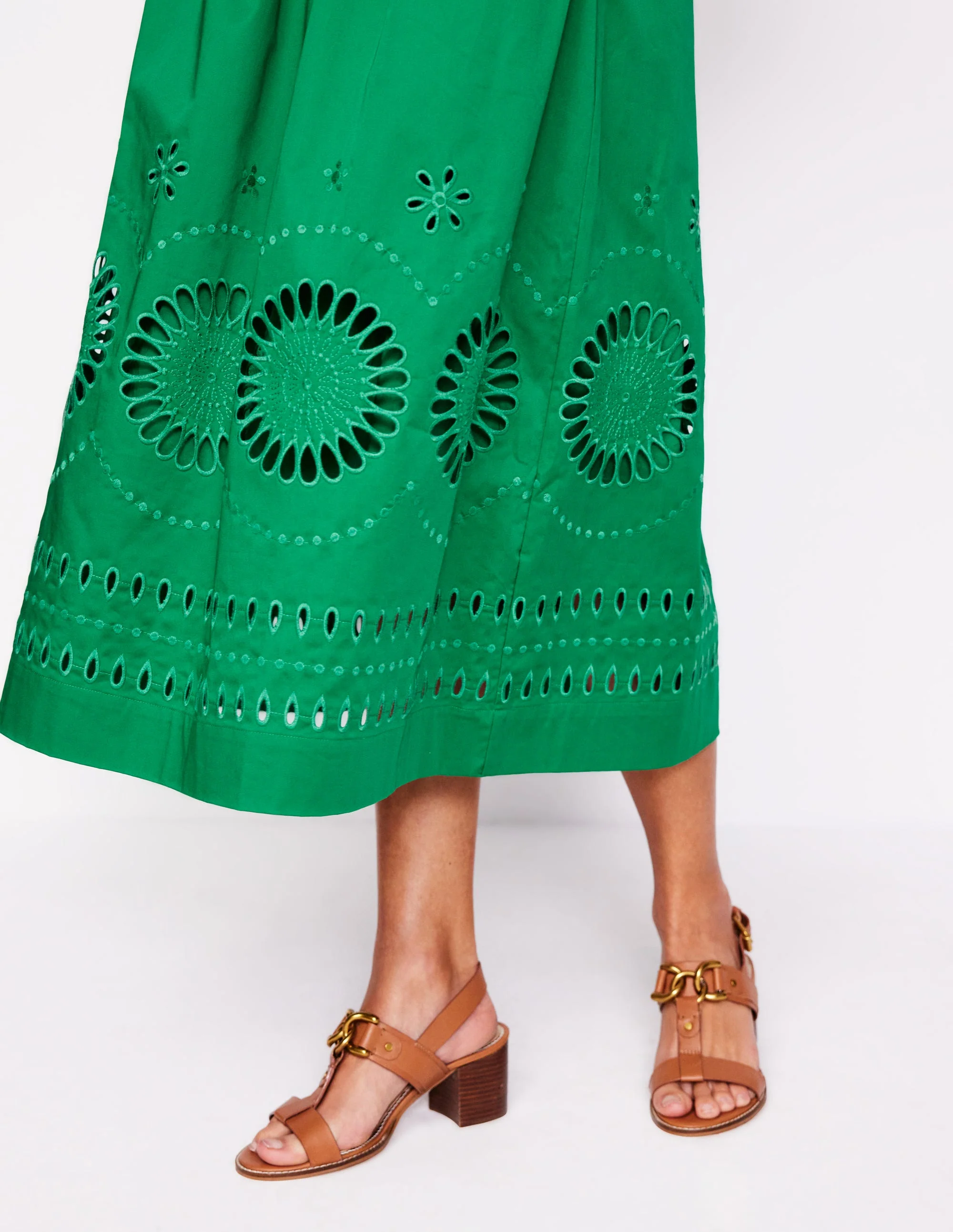 Lauren Broderie Midi Dress-Rich Emerald, Broderie - Image 5