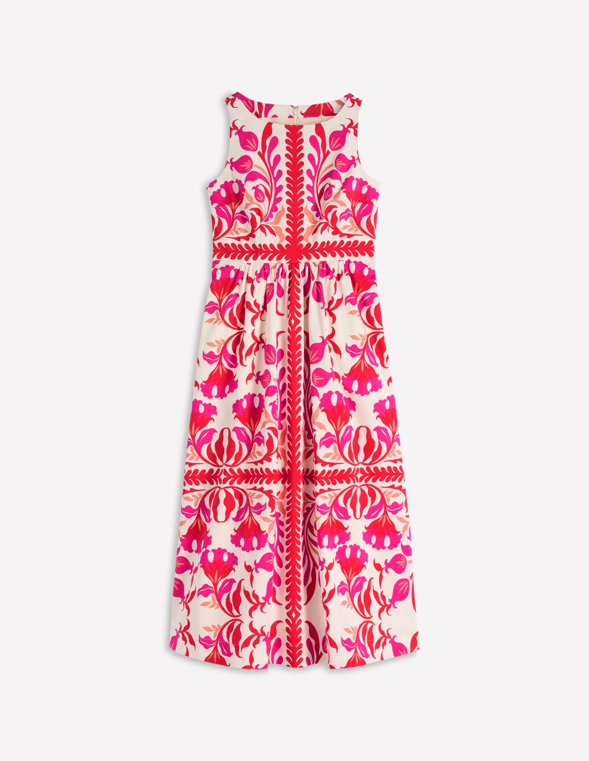 Lauren Cotton Midi Dress-Poppy Red, Elaborate Flora - Image 8