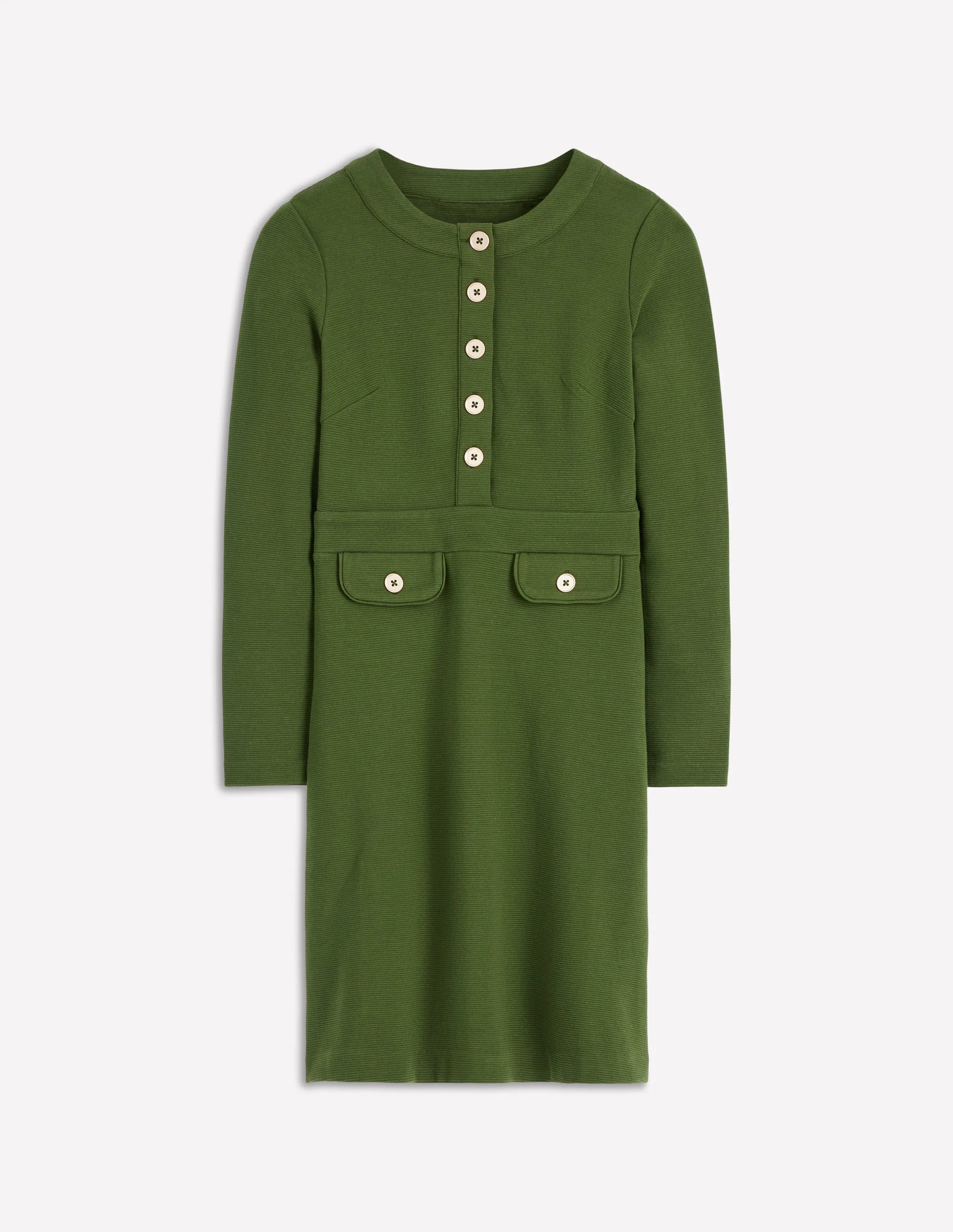 Lavinia Button Shift Dress-Green Fir - Image 5