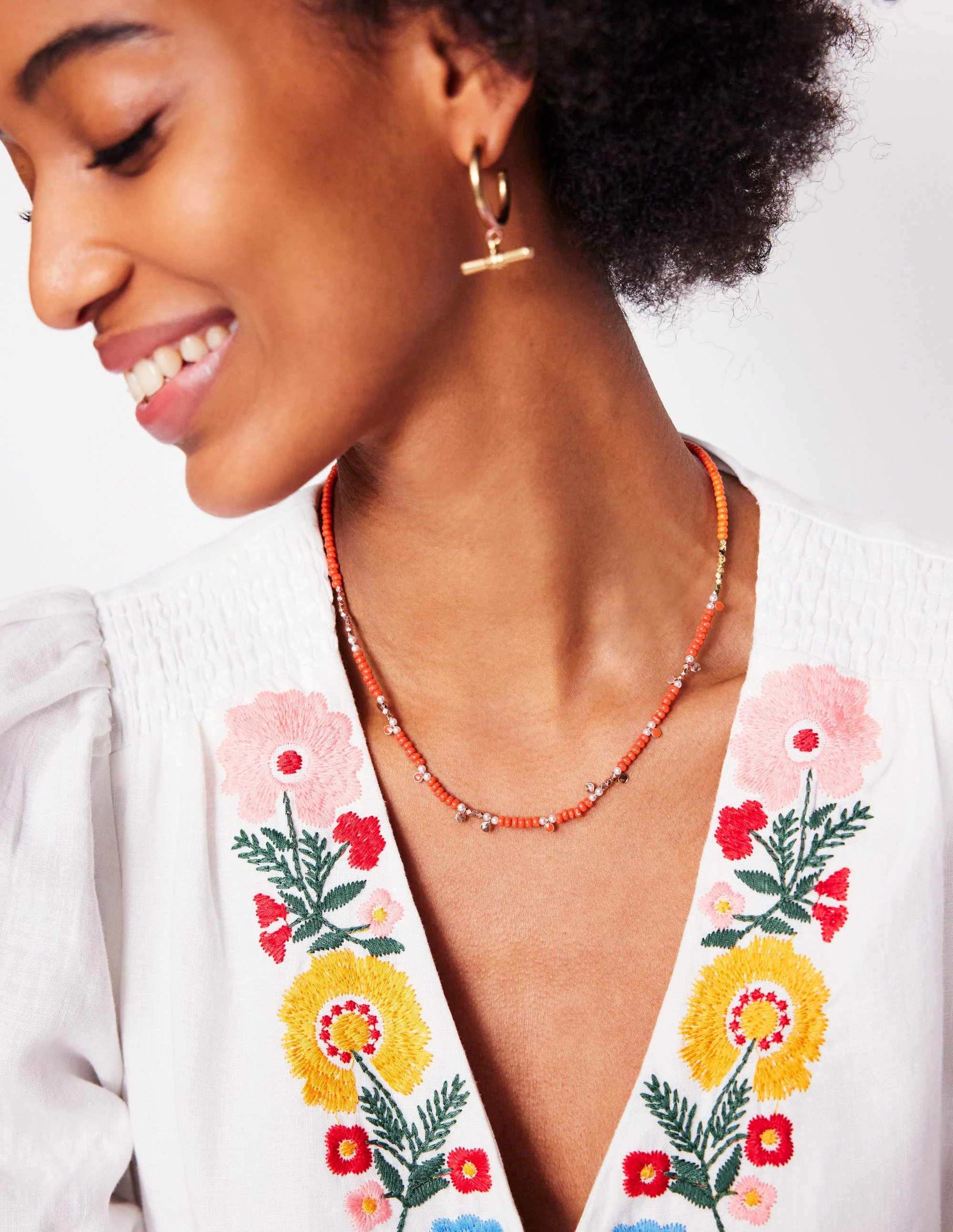 Layering Bead Necklace-Gladioli Orange - Image 2