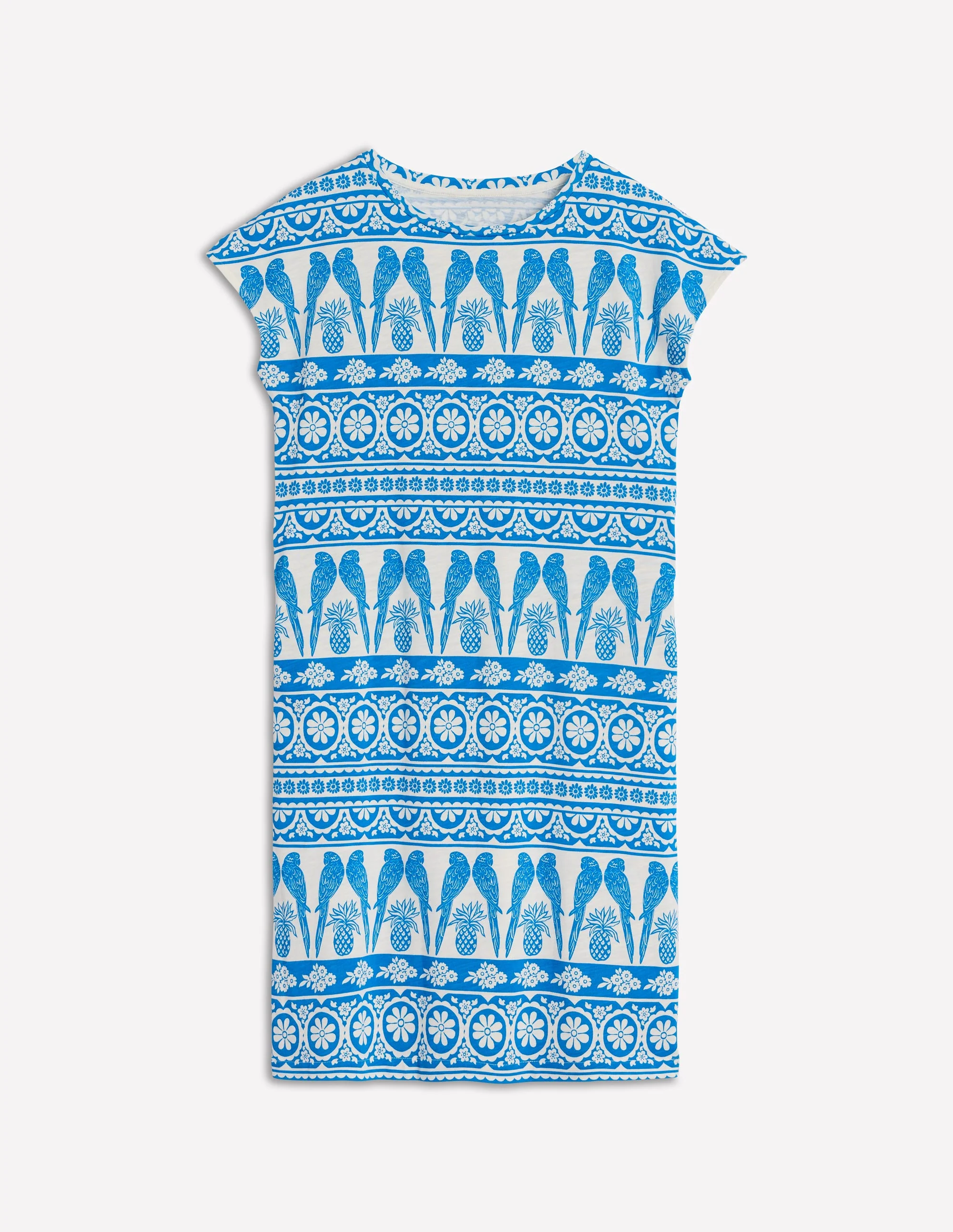 Leah Jersey T-shirt Dress-Cerulean Blue, Ornate Tropic - Image 5