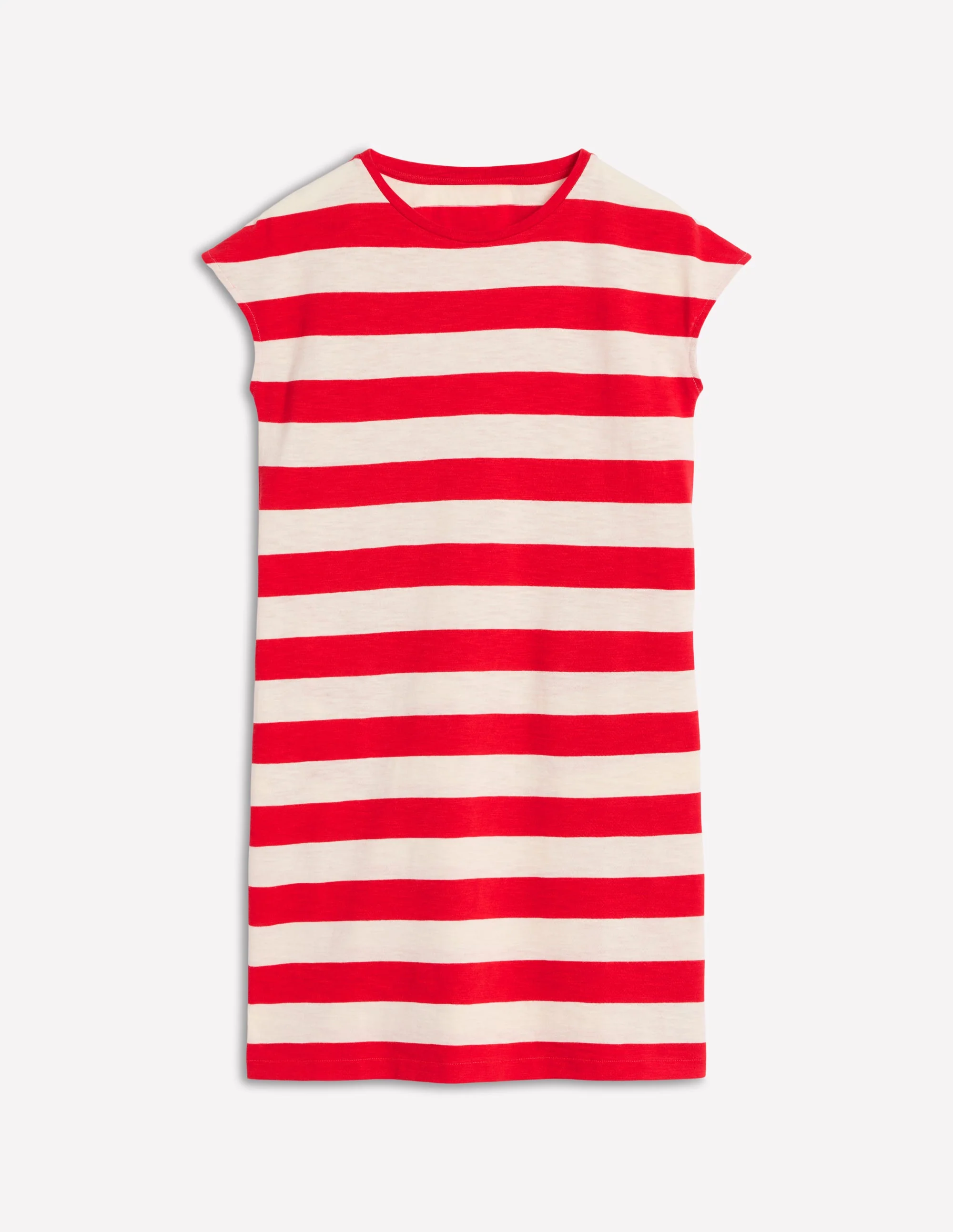 Leah Jersey T-shirt Dress-Poppy Red, White Stripe - Image 5
