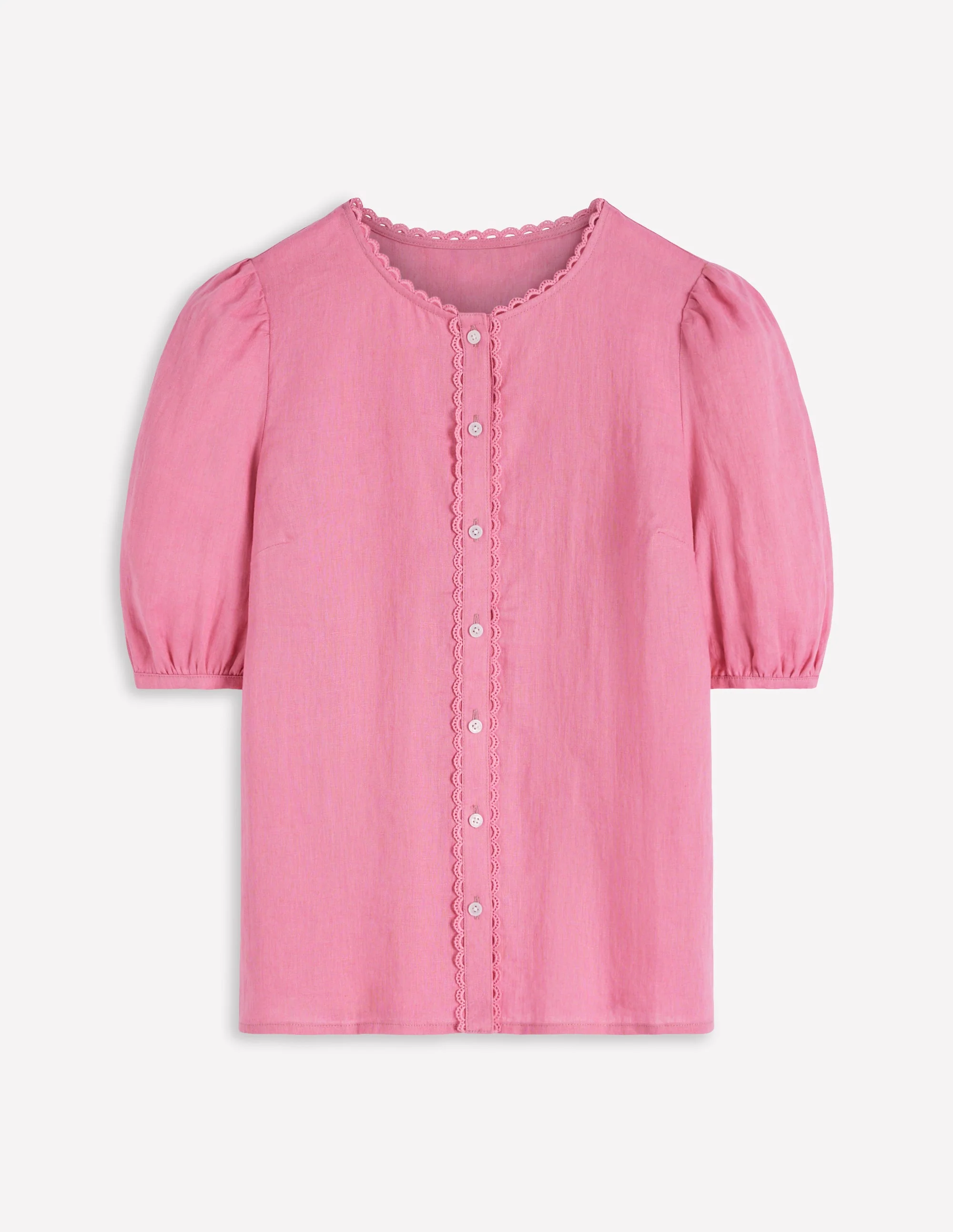 Leah Short Sleeve Linen Top-Pink Parfait - Image 5