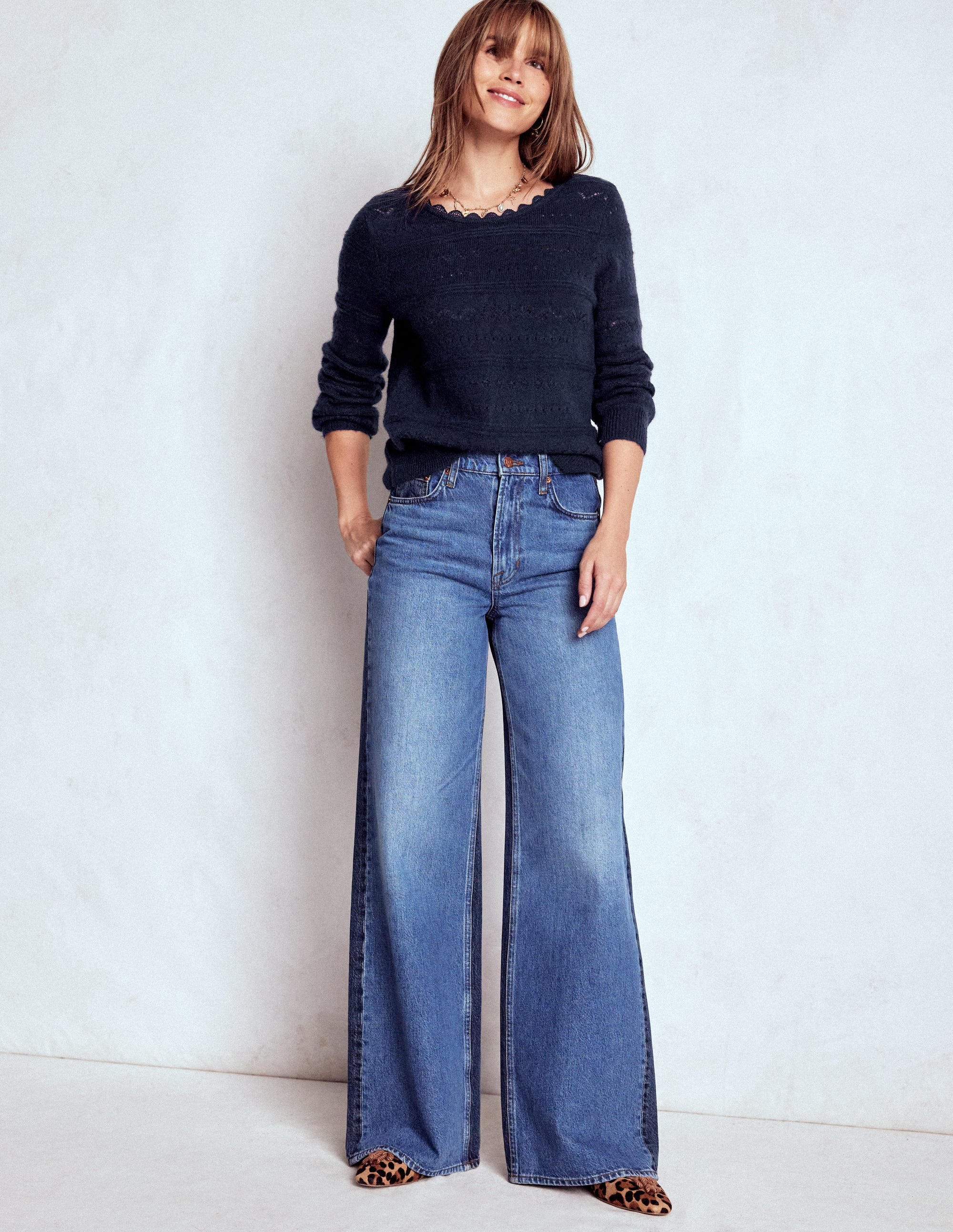 Leticia Lace Trim Jumper-Navy - Image 5