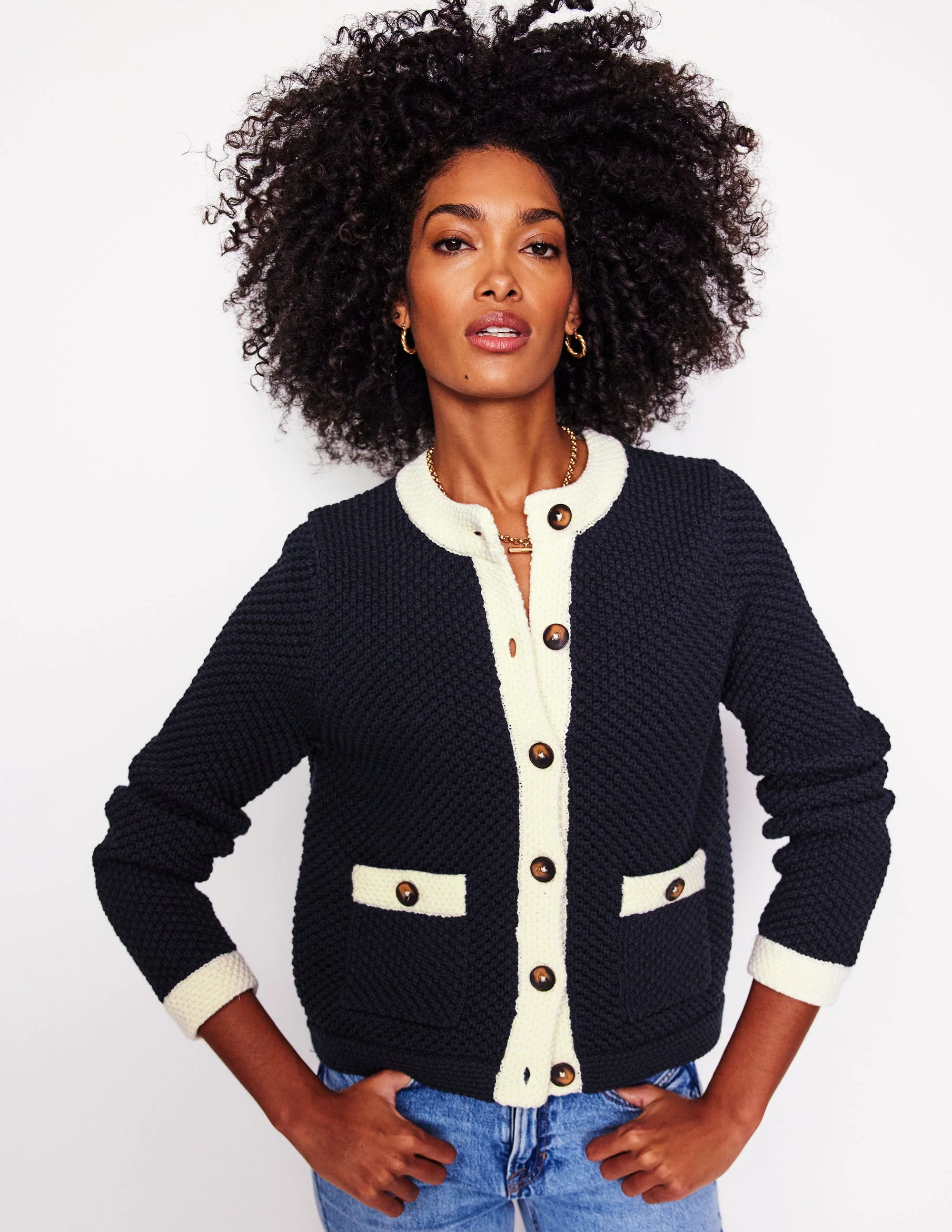 Libby Knitted Jacket-Navy - Image 2