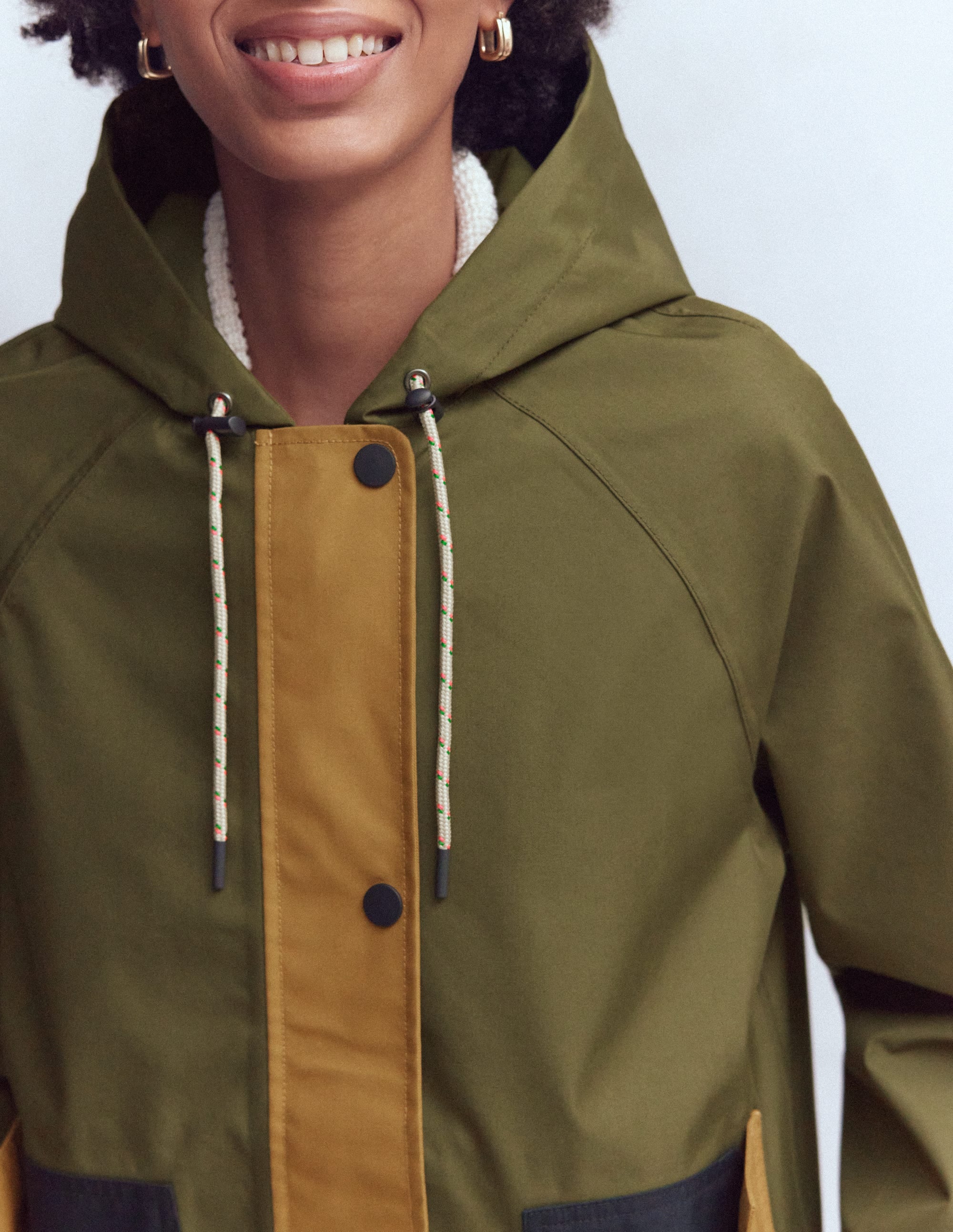 Lightweight Rain Mac-Woodland Green, Colourblock - Image 2
