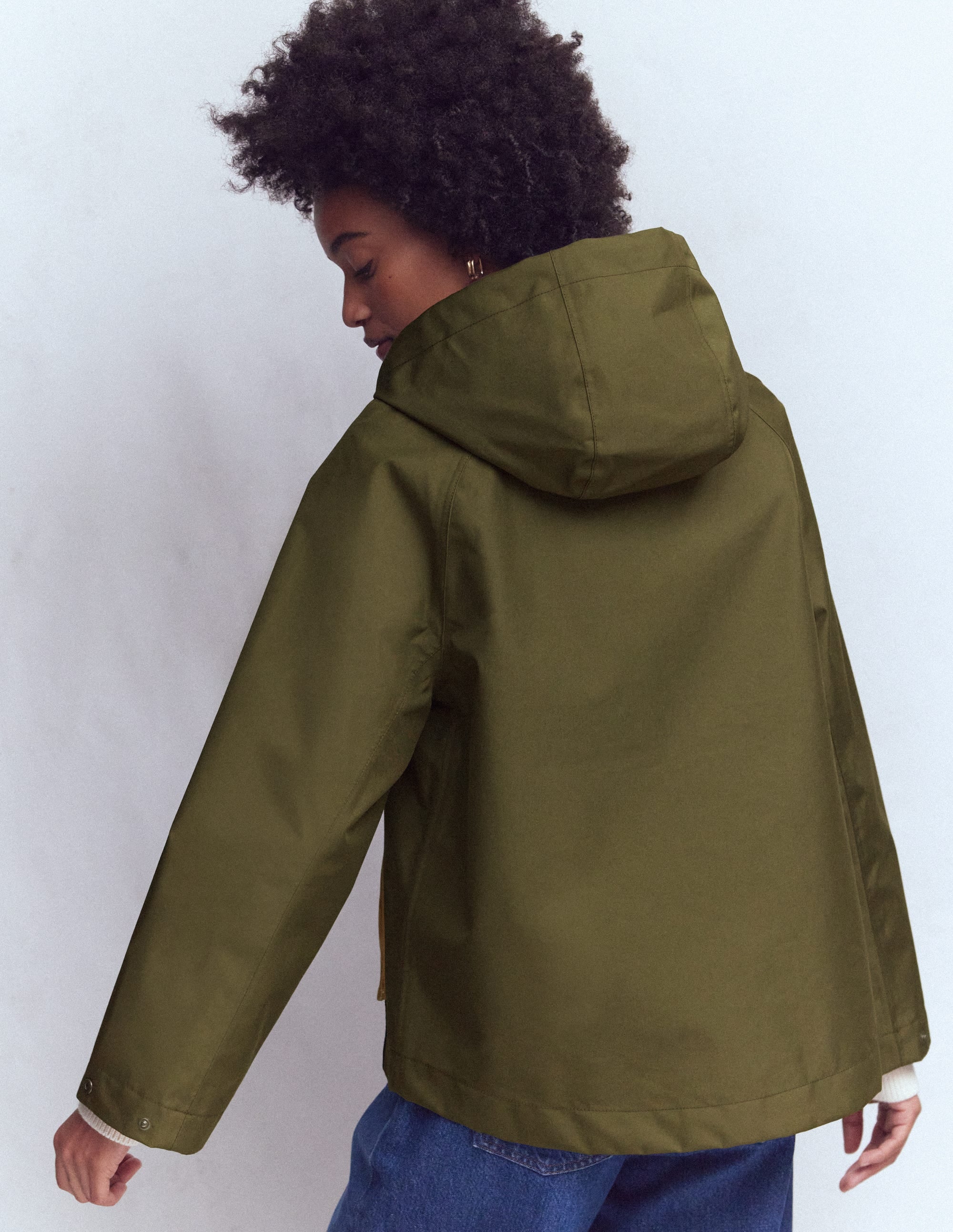 Lightweight Rain Mac-Woodland Green, Colourblock - Image 4