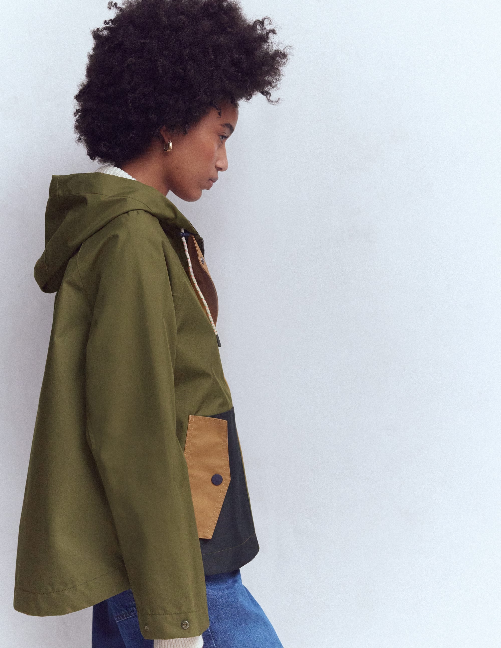 Lightweight Rain Mac-Woodland Green, Colourblock - Image 5