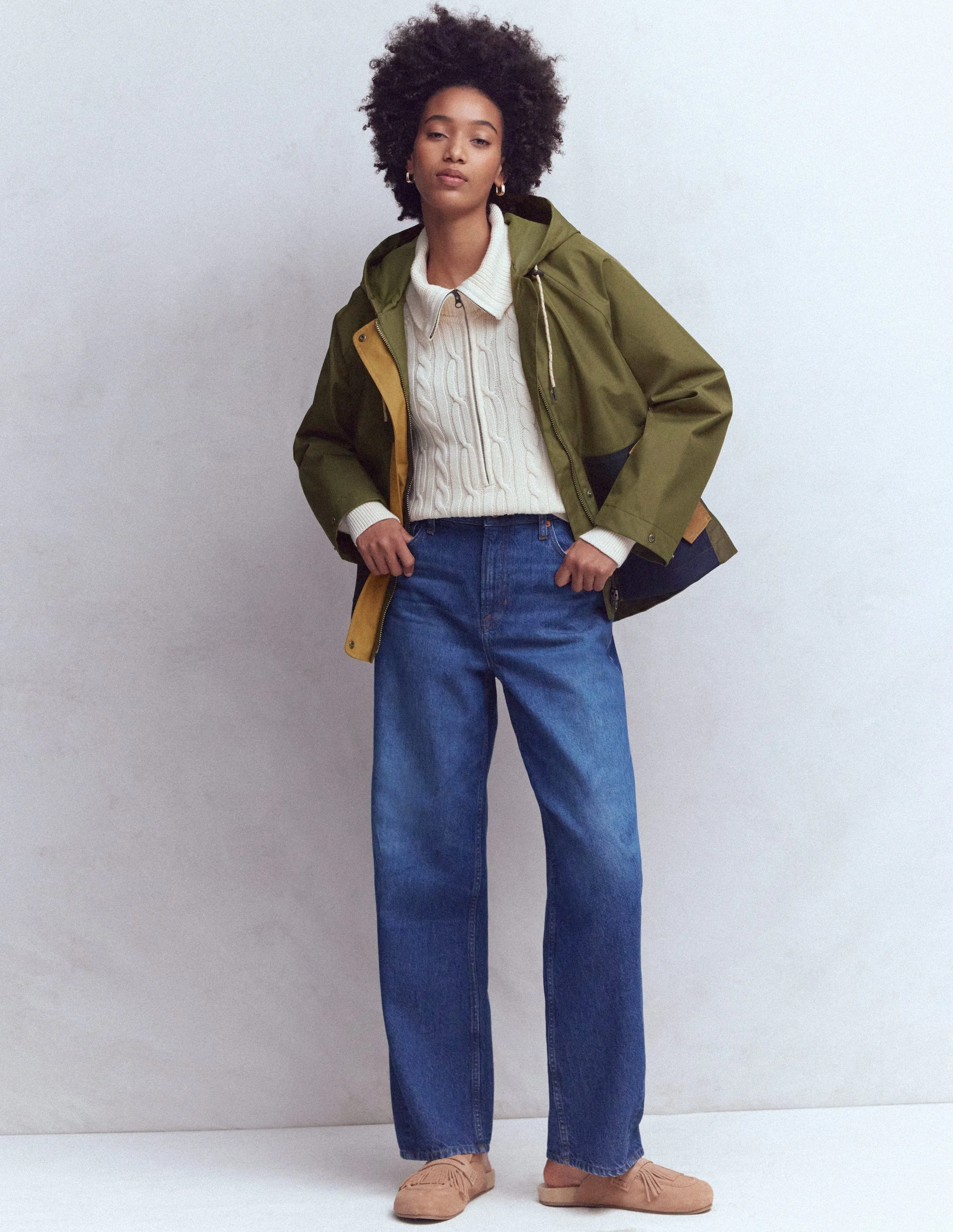 Lightweight Rain Mac-Woodland Green, Colourblock - Image 6