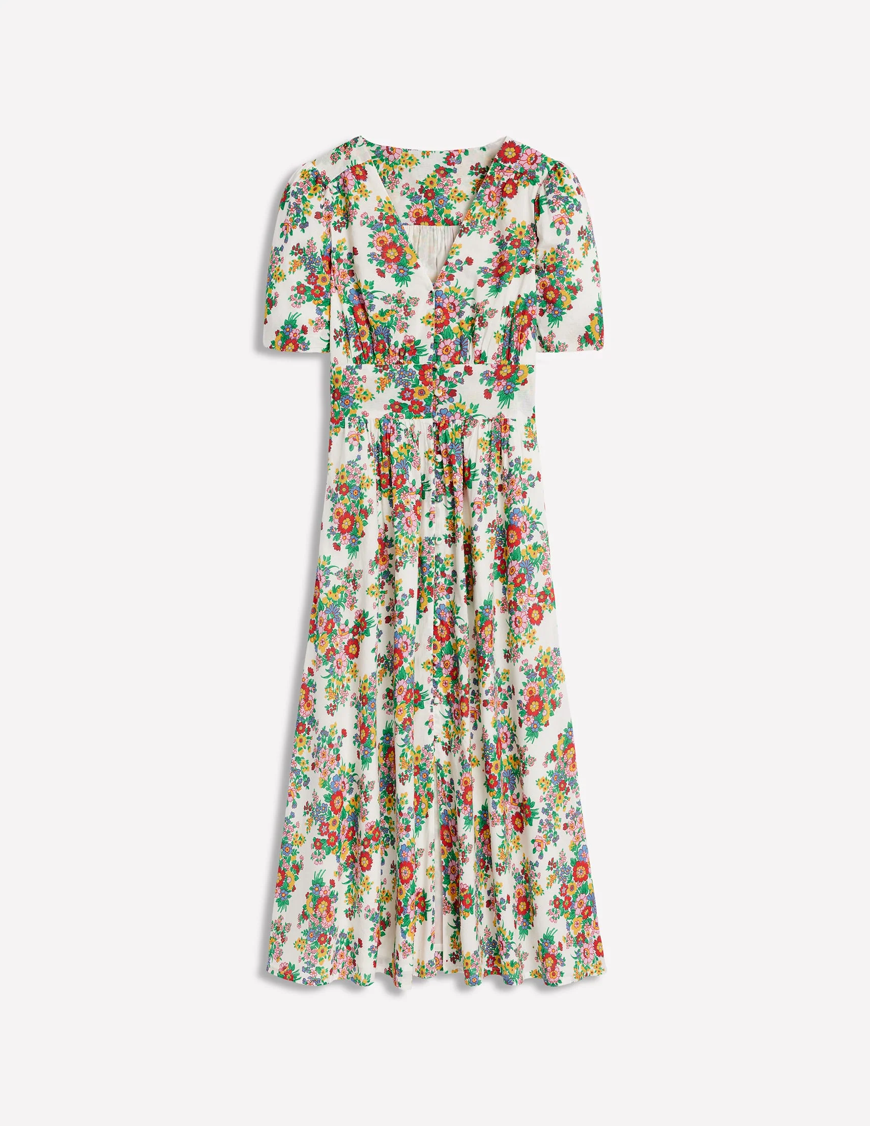 Lillian Cotton Midi Dress-Multi, Bouquet Cluster - Image 7