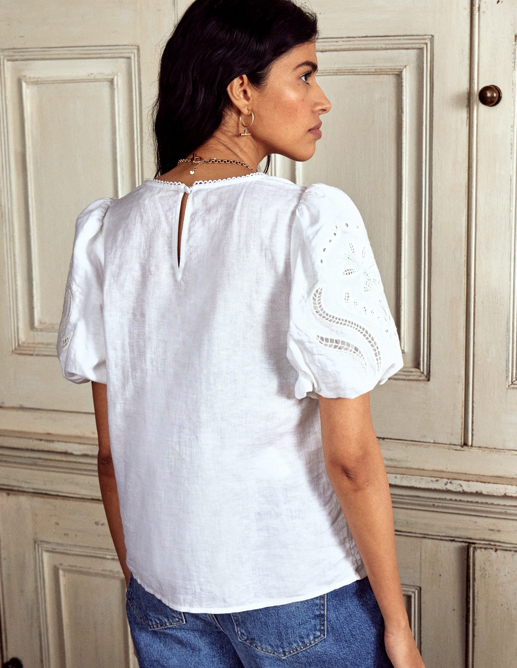 Linen Cutwork Top-White - Image 3
