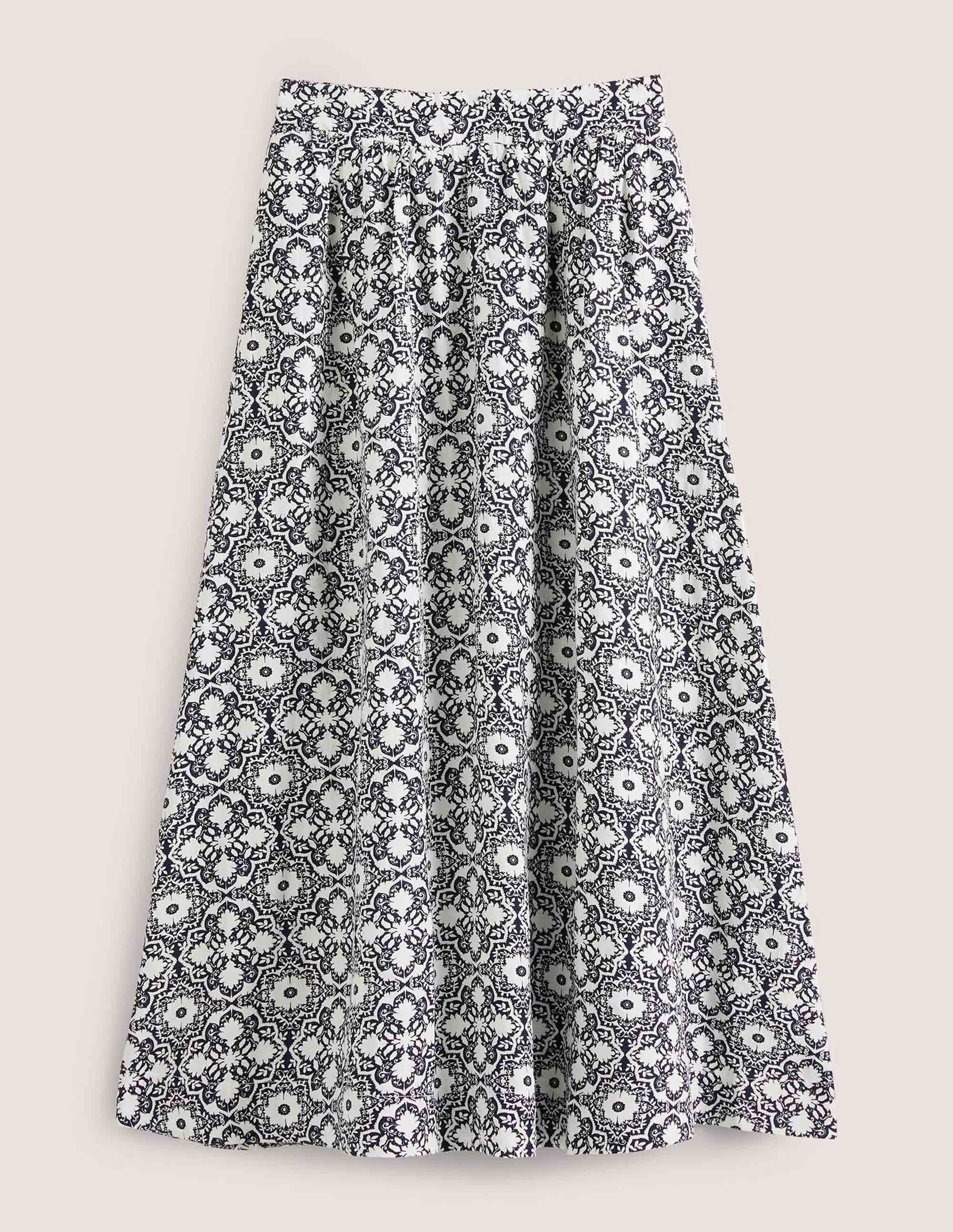 Linen Midi Skirt-French Navy, Bloomsbury Mono - Image 5