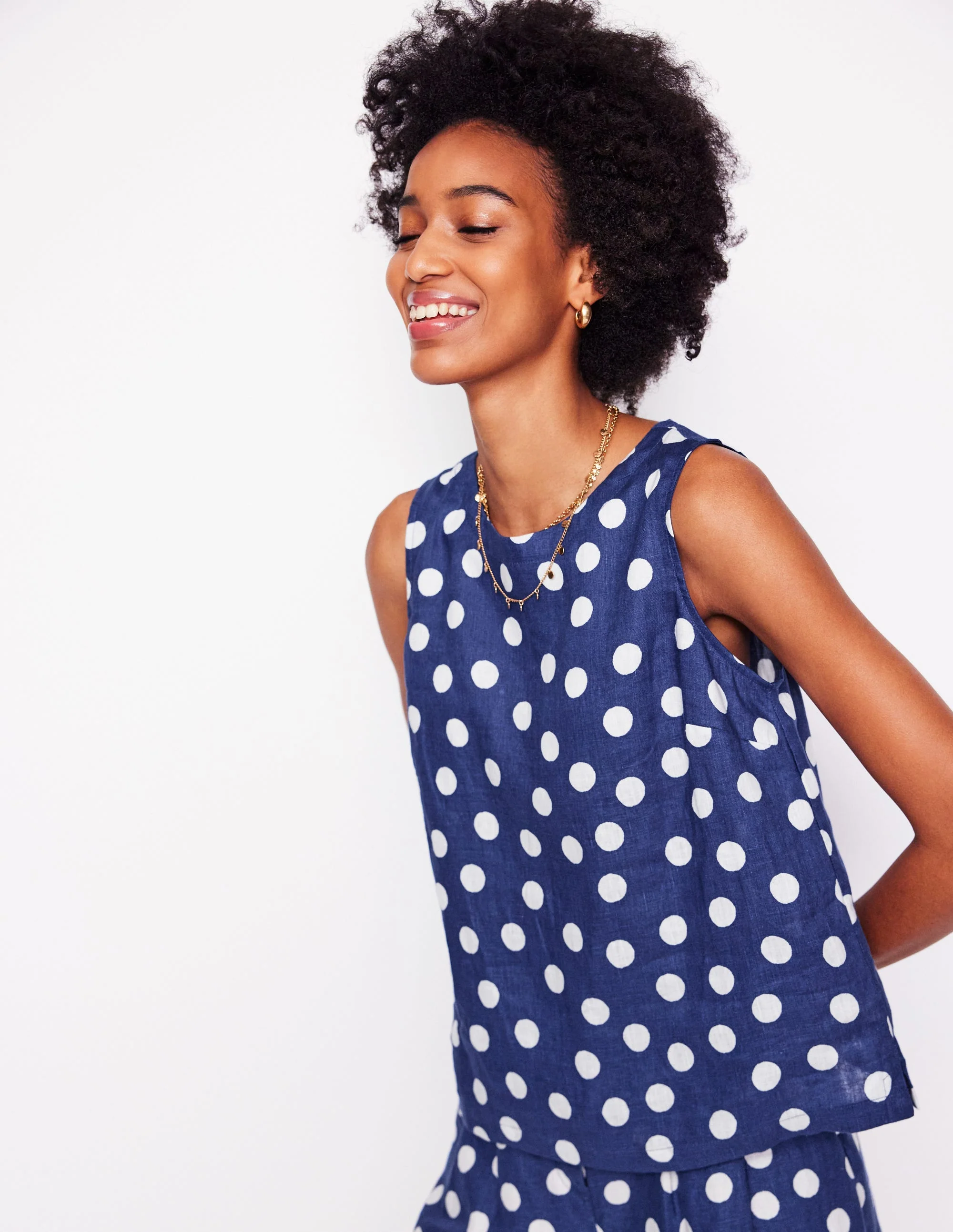 Linen Shell Top-Starboard Blue, Painted Dot - Image 7