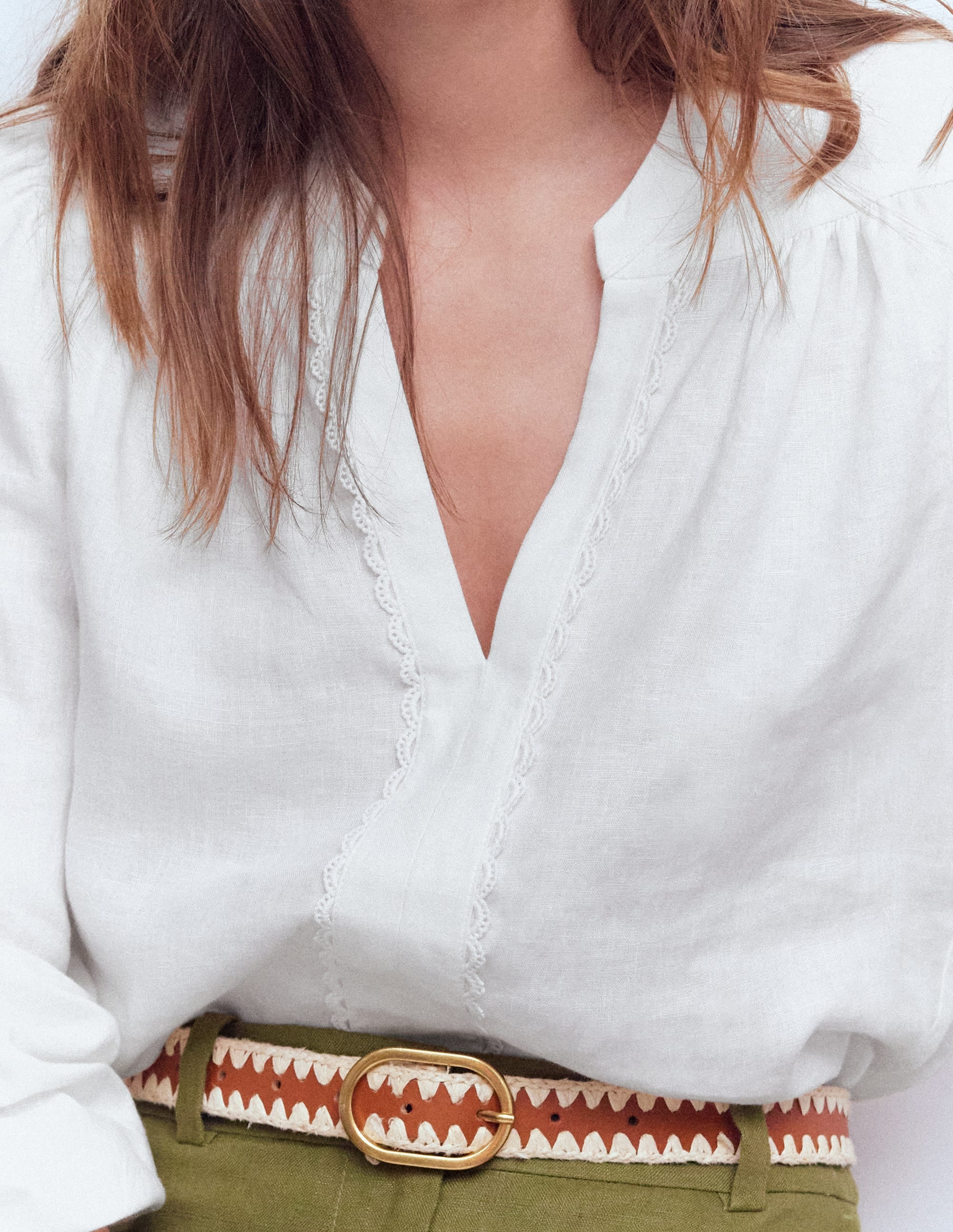 Linen Trim Insert Top-White - Image 2