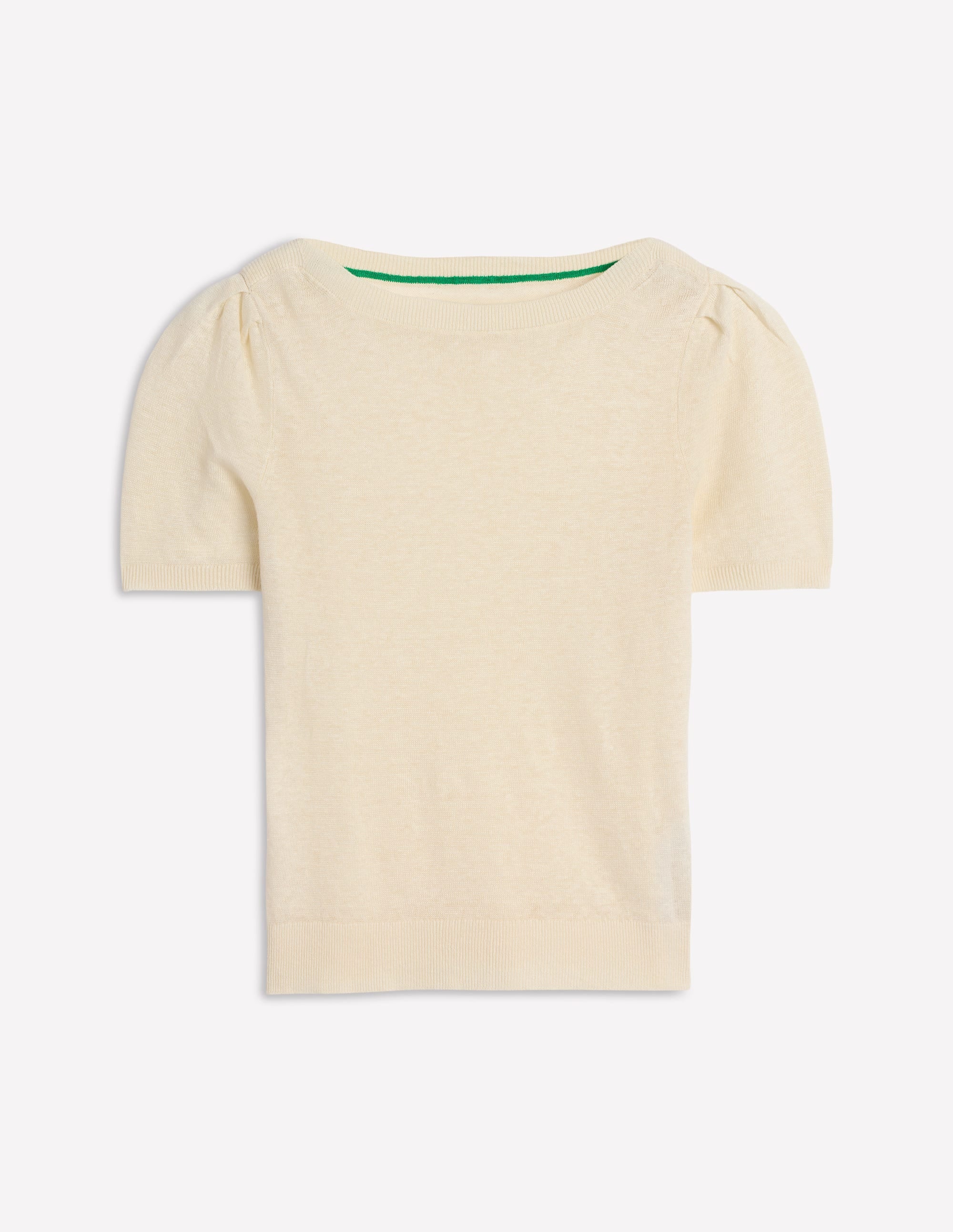 Liv Boat Neck Linen T-Shirt-Warm Ivory - Image 5