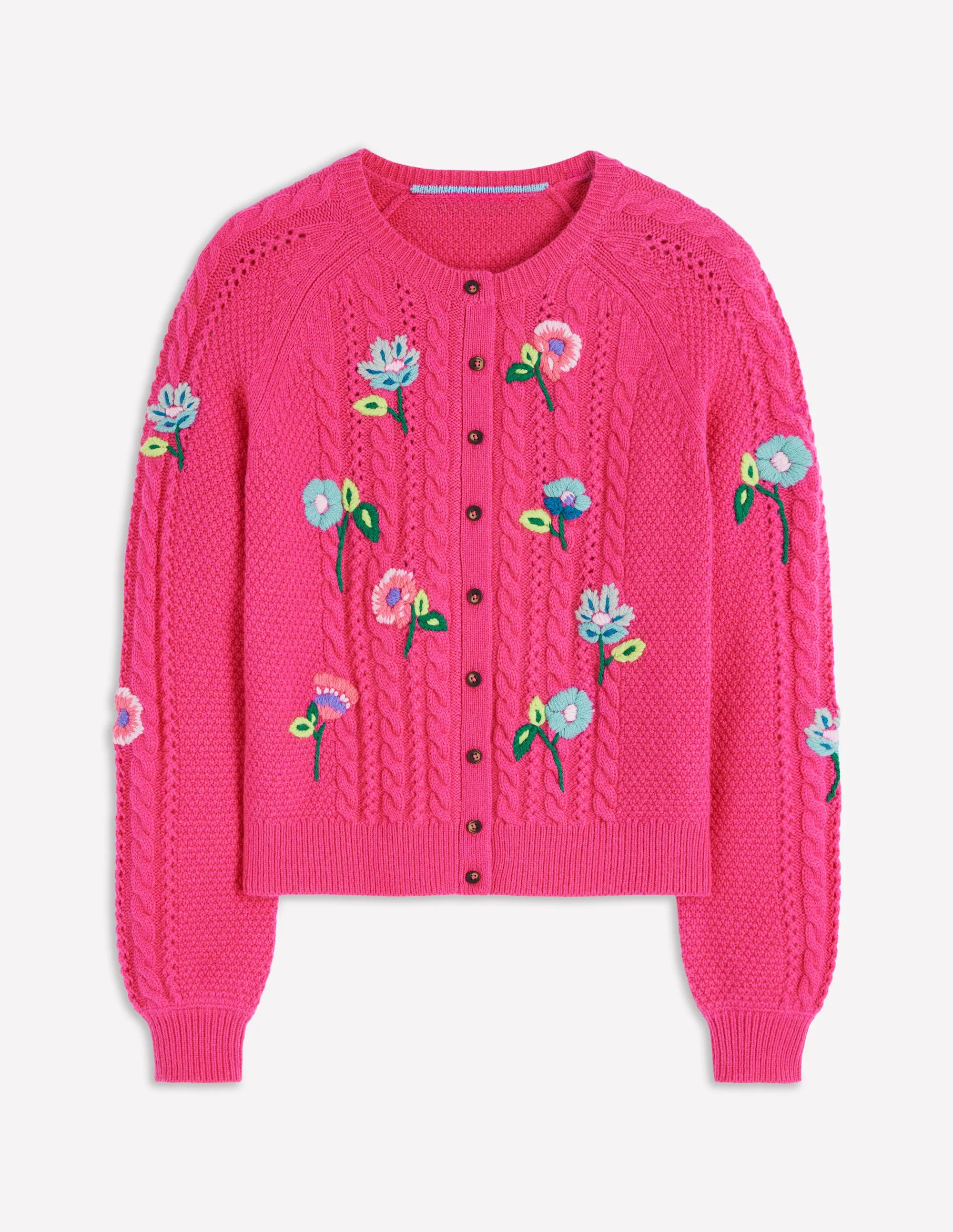 Liv Embroidered Cable Cardigan-Pink Peony - Image 5