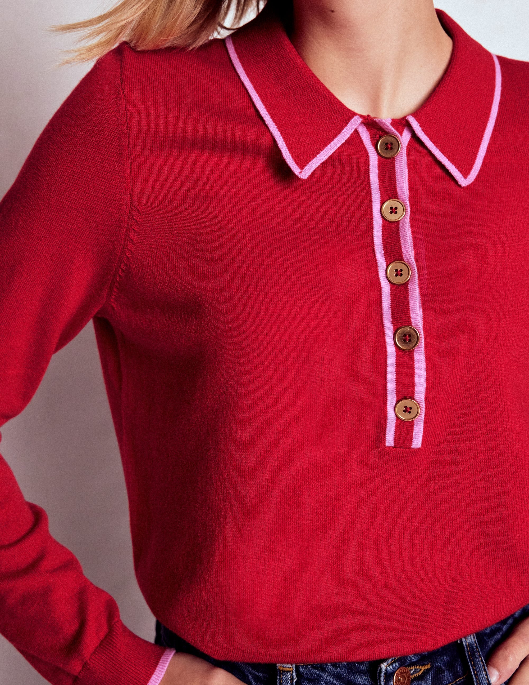 Liz Henley Jumper-Salsa Red - Image 2