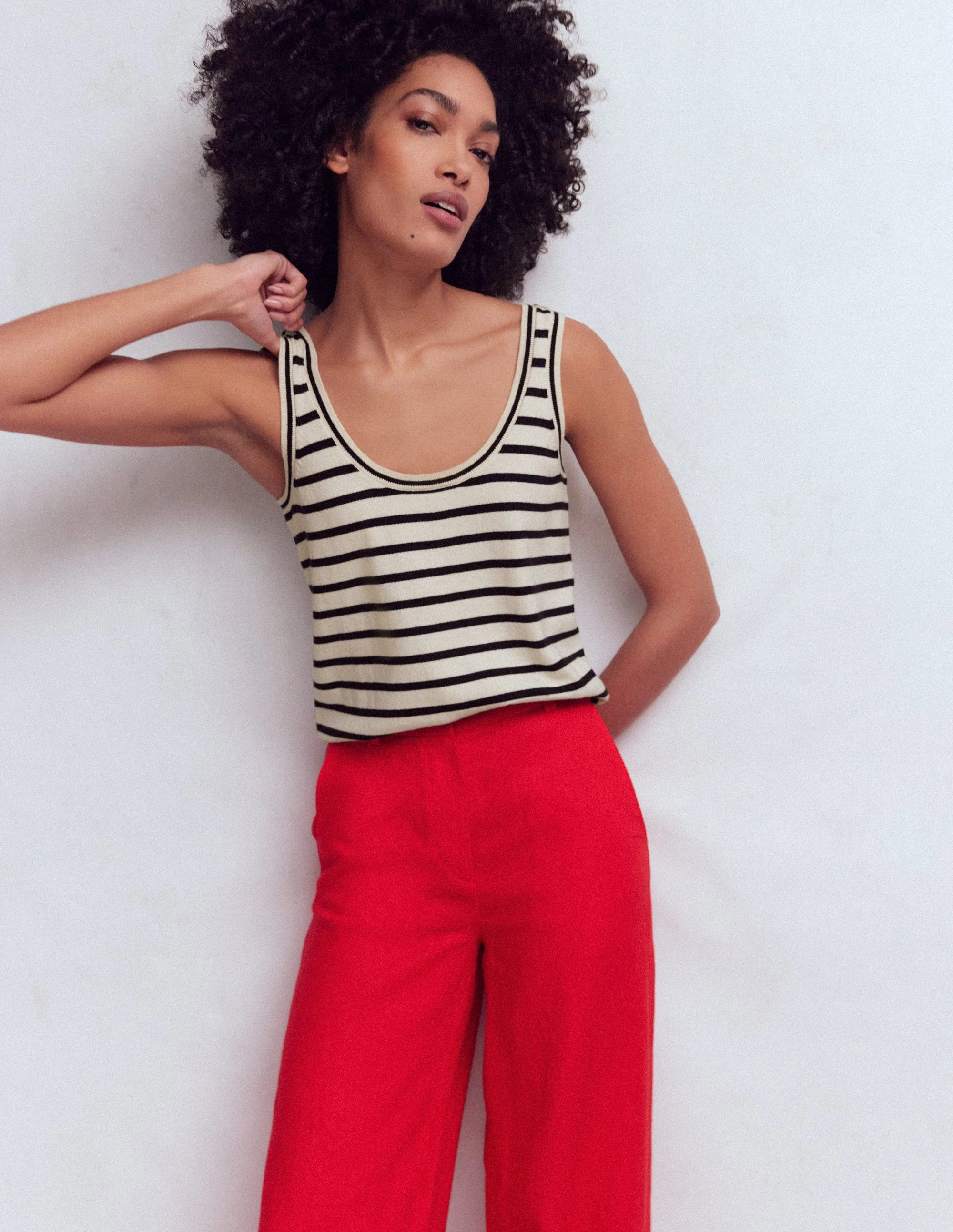 Liz Knitted Tank-Ivory, Navy - Image 2